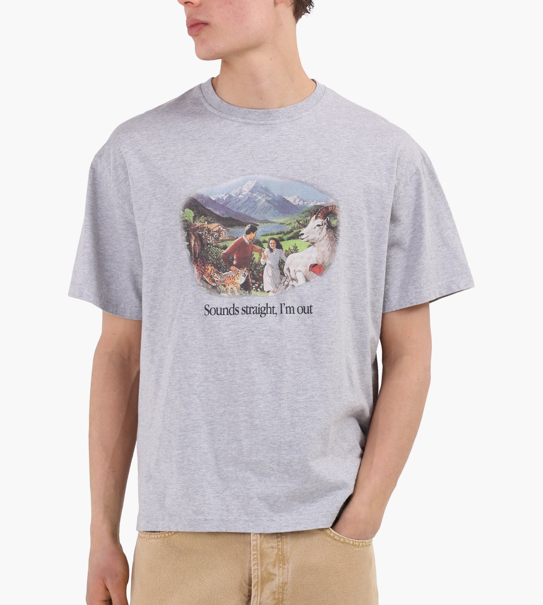 Carne Bollente Sounds Straight, I'm Out T-Shirt Melange Grey