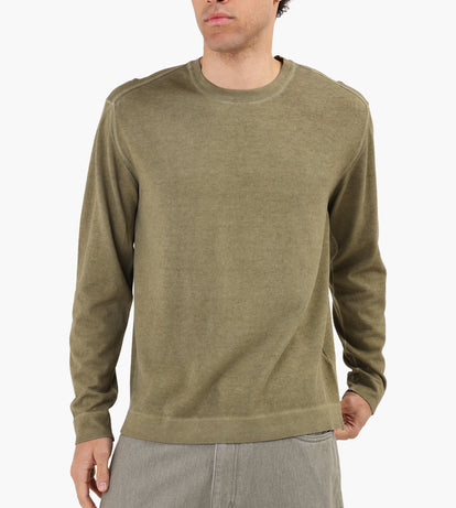 トップス C.P. COMPANY COTTON CREPE CREW NECK KNIT C.P. Company Cotton Crepe Double Dyed Crewneck Dried Herb