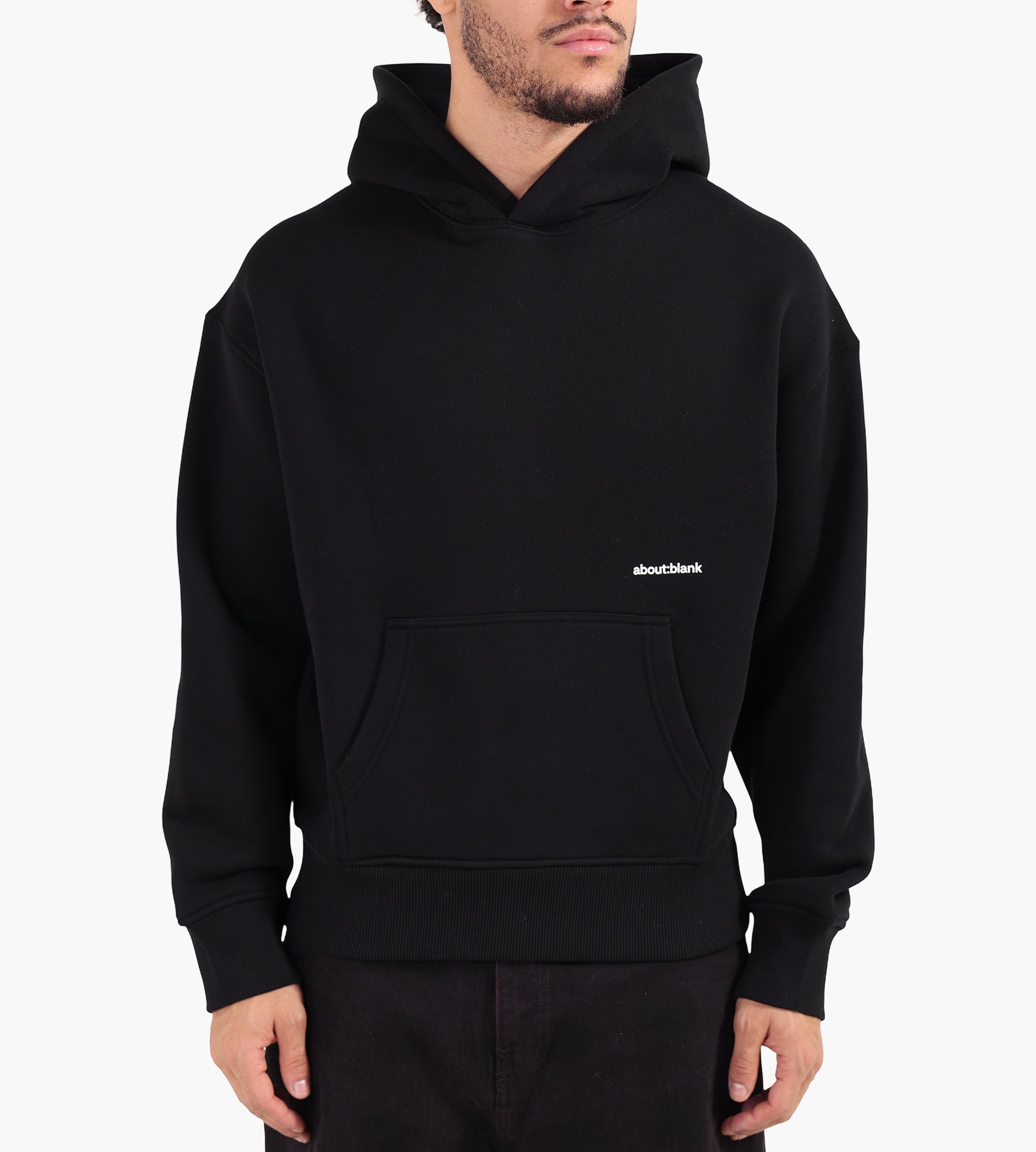 about:blank Box Hoodie Cotton Black Ecru