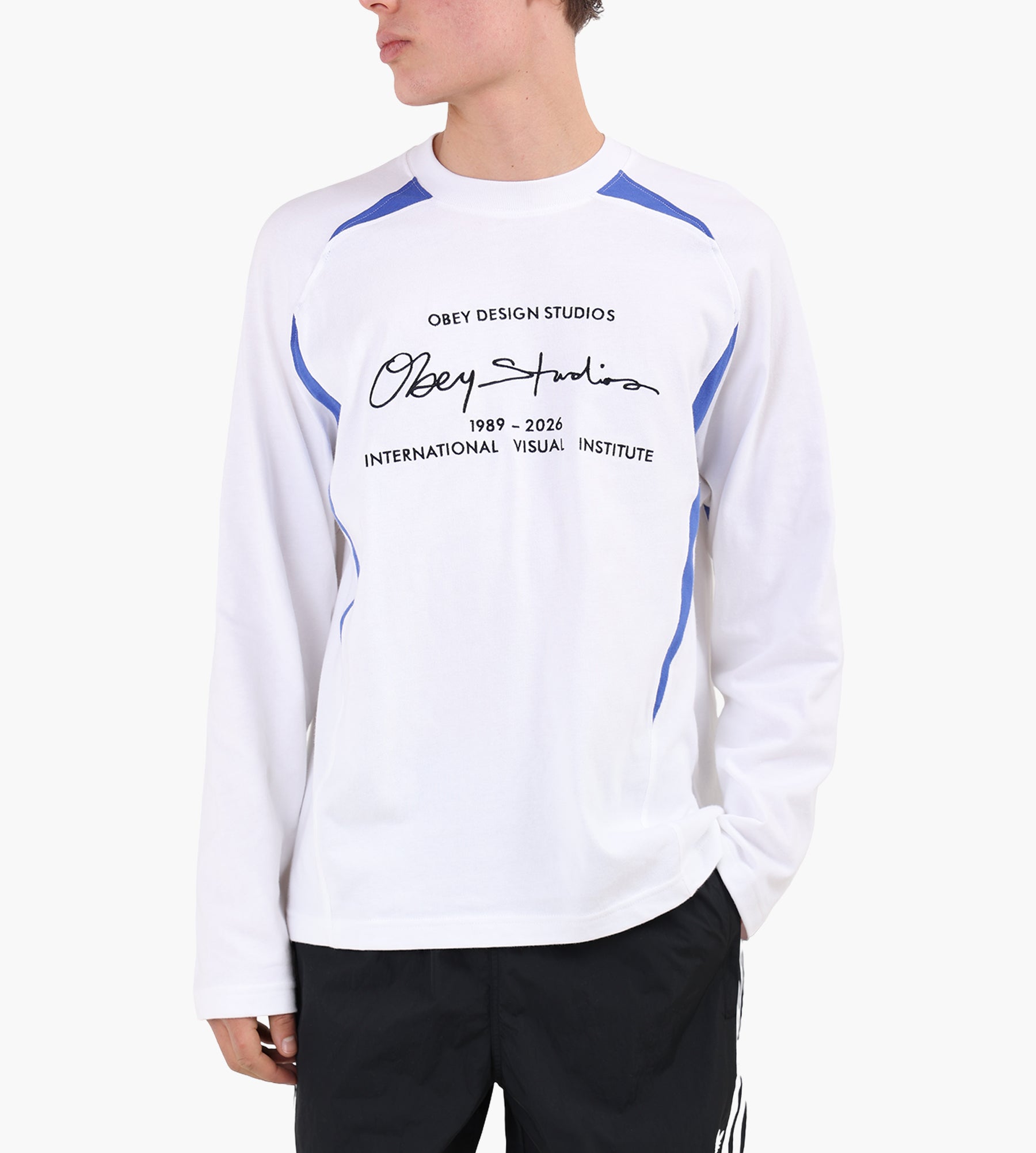 Obey League Long Sleeve Shirt White Multi