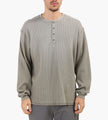 ROA Bee Sun Faded Organic Waffle Serafino Long Sleeve Grey Green