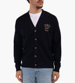 Drôle de Monsieur Le Cardigan Slogan Rose Navy