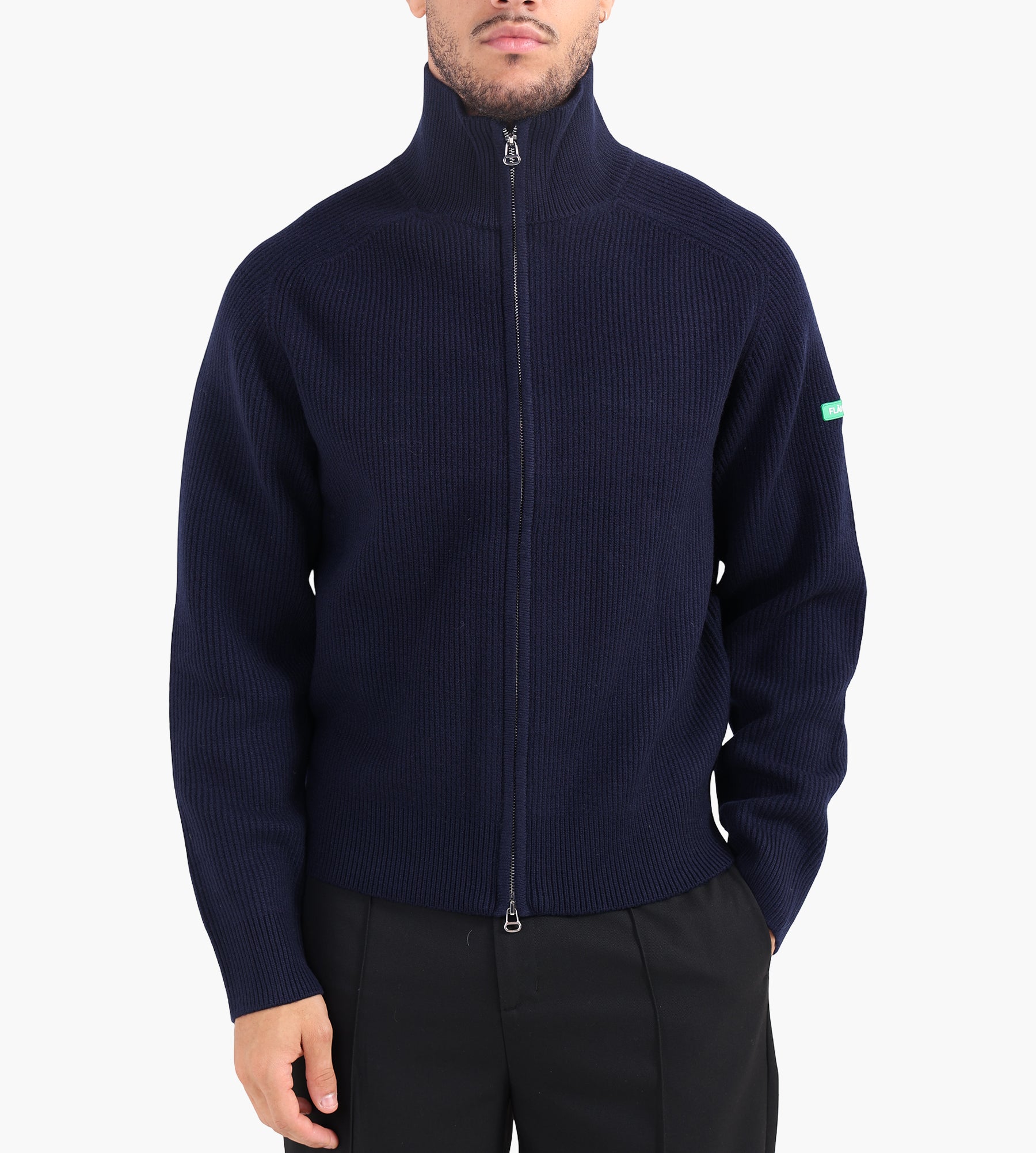 Flâneur Badge Knit Cardigan Navy