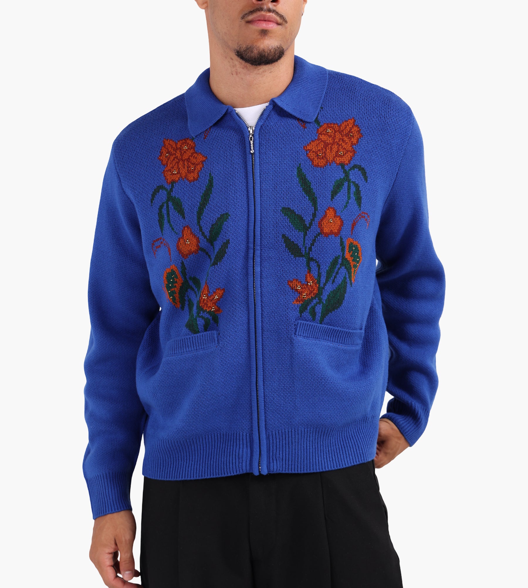 Obey Obey Floral Zip Cardigan Surf Blue