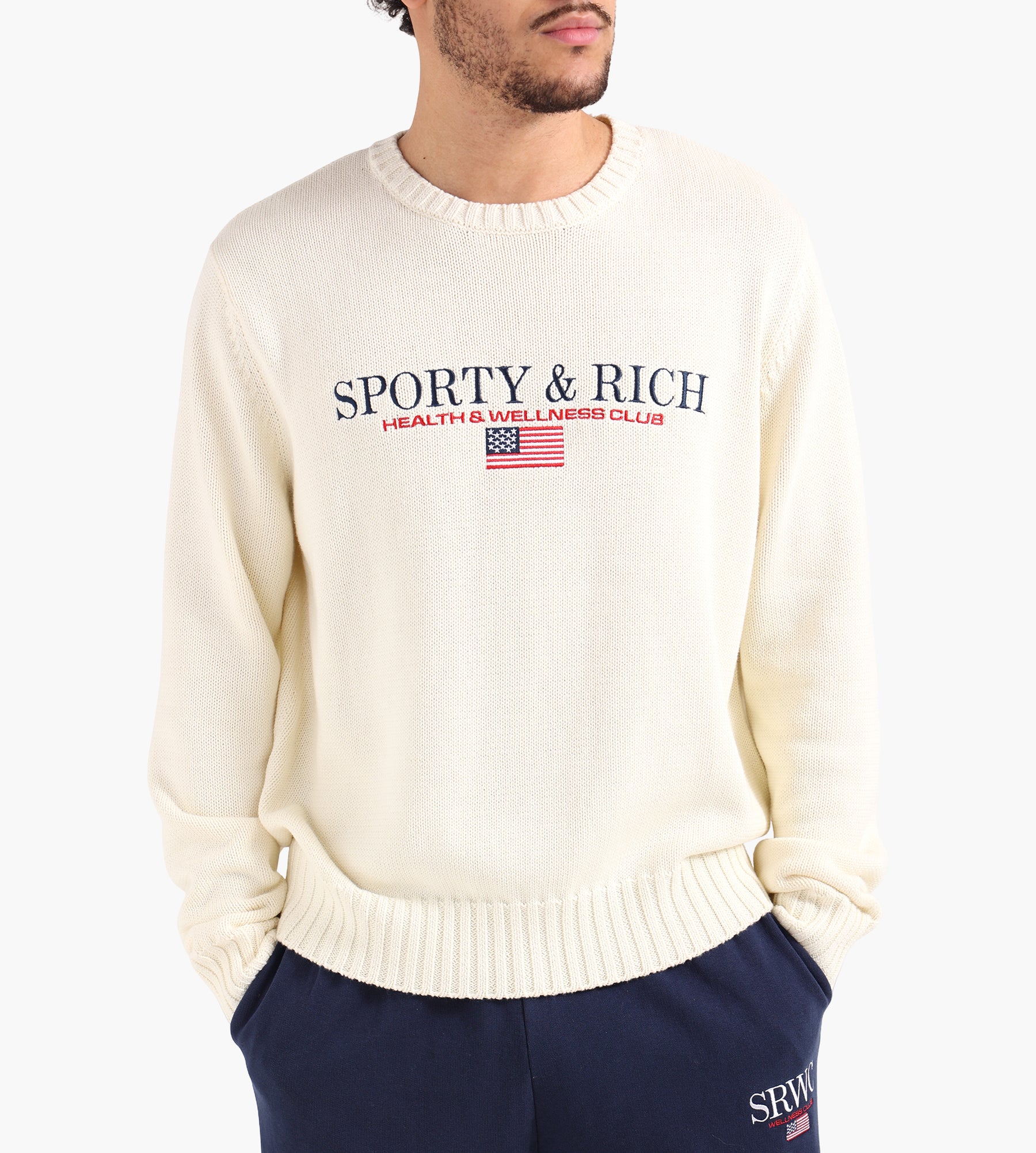 Sporty & Rich S&R Nautical Cotton Sweater Ecru