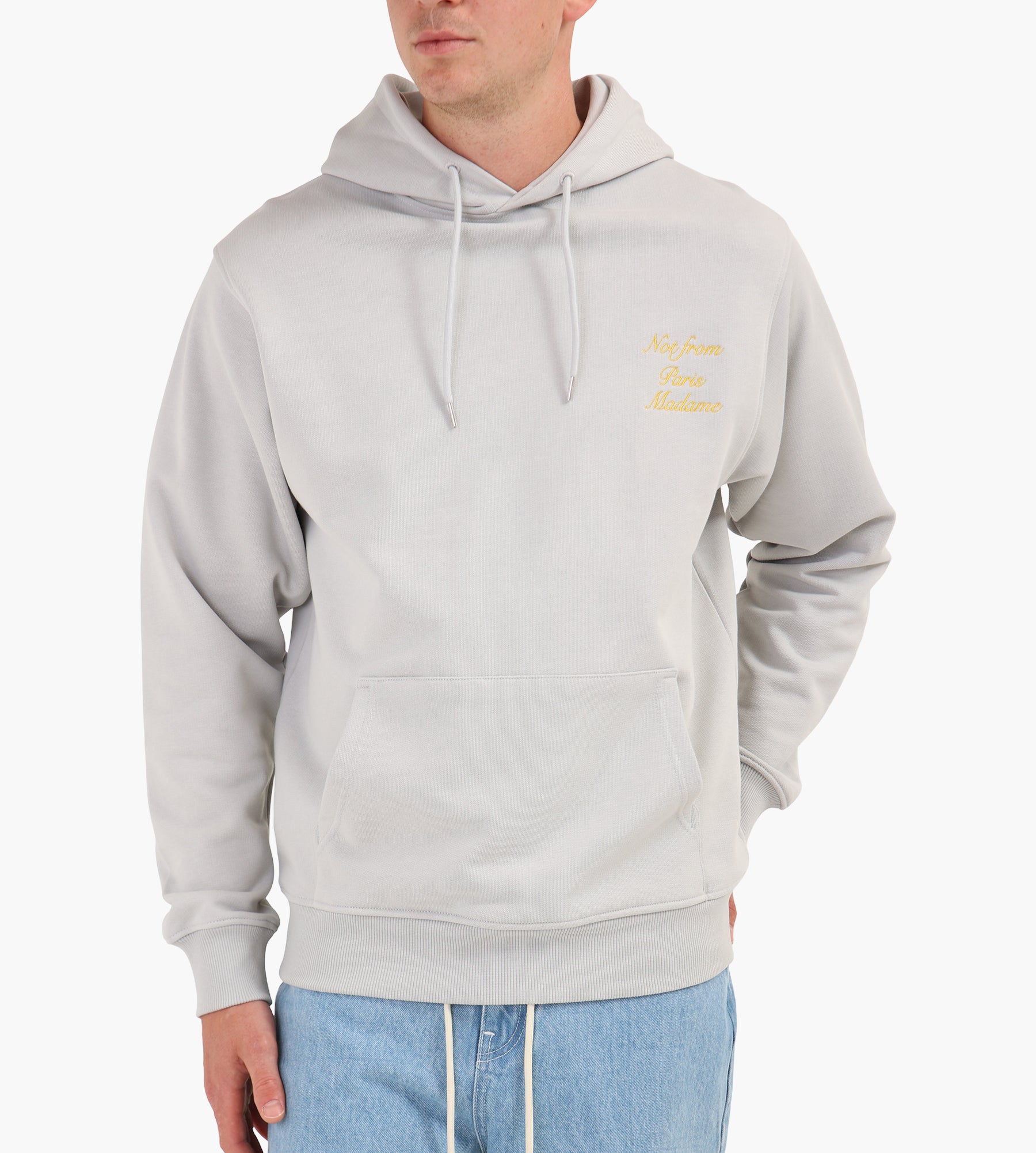 Drôle de Monsieur Le Hoodie Slogan Calligraphy Heather Grey