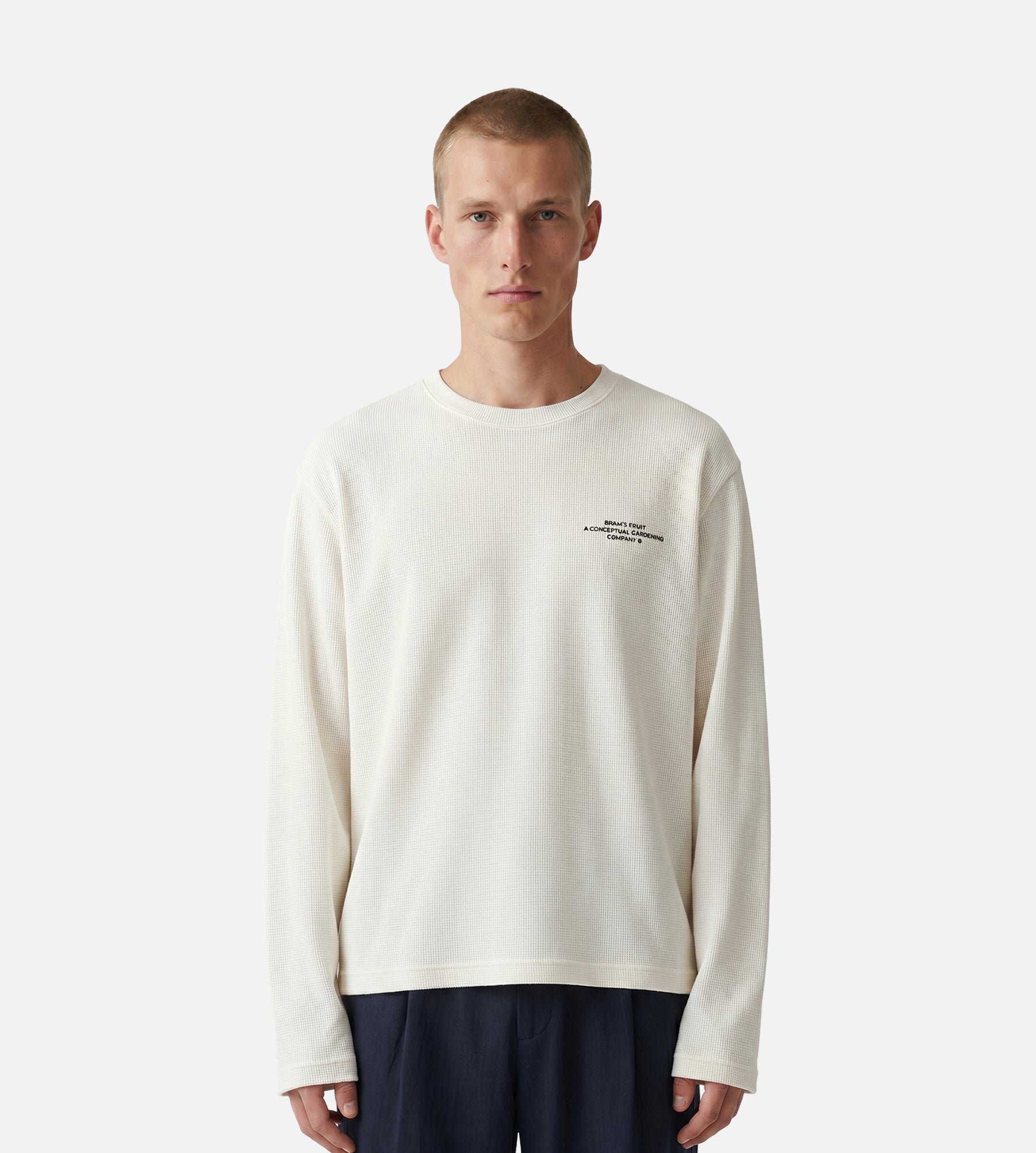 Bram's Fruit Stamp Waffle Longsleeve White