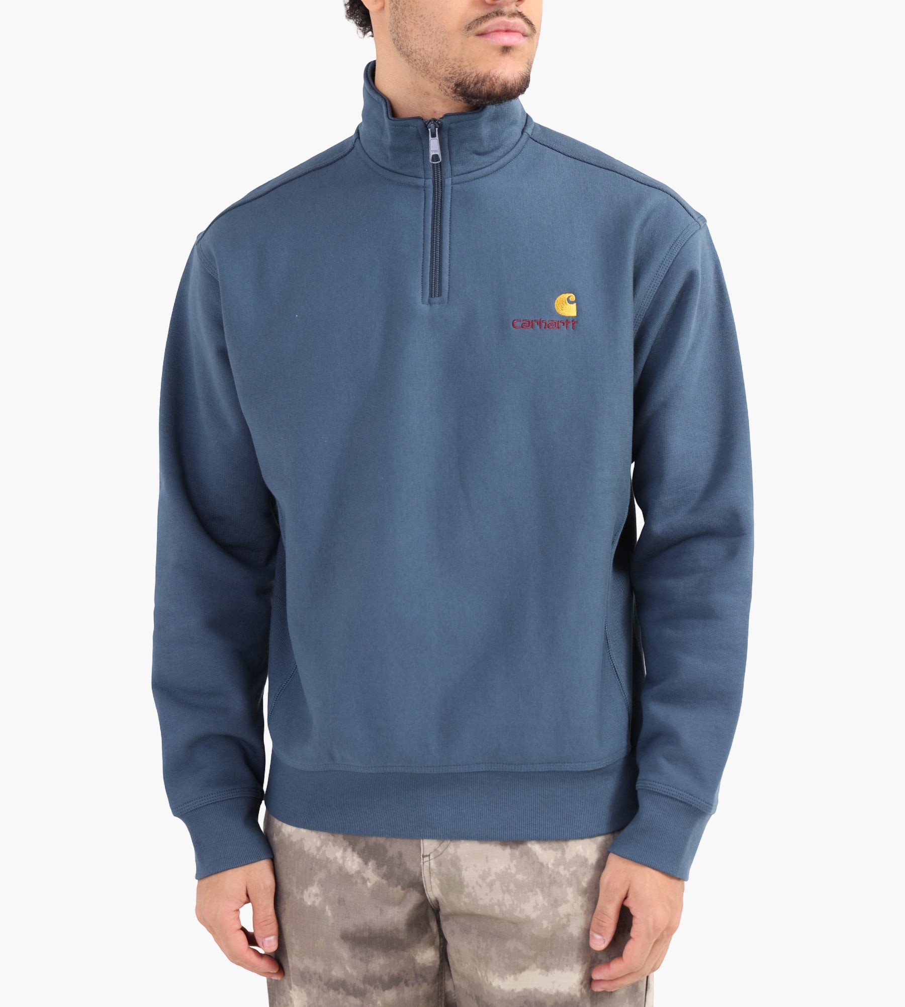 Carhartt WIP Half Zip American Script Sweater Office Blue