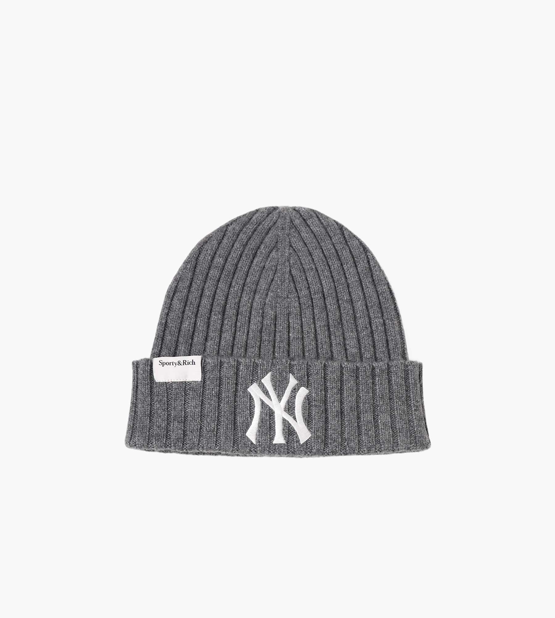 Sporty & Rich Heritage Yankees Serif Cashmere Beanie Dark Grey
