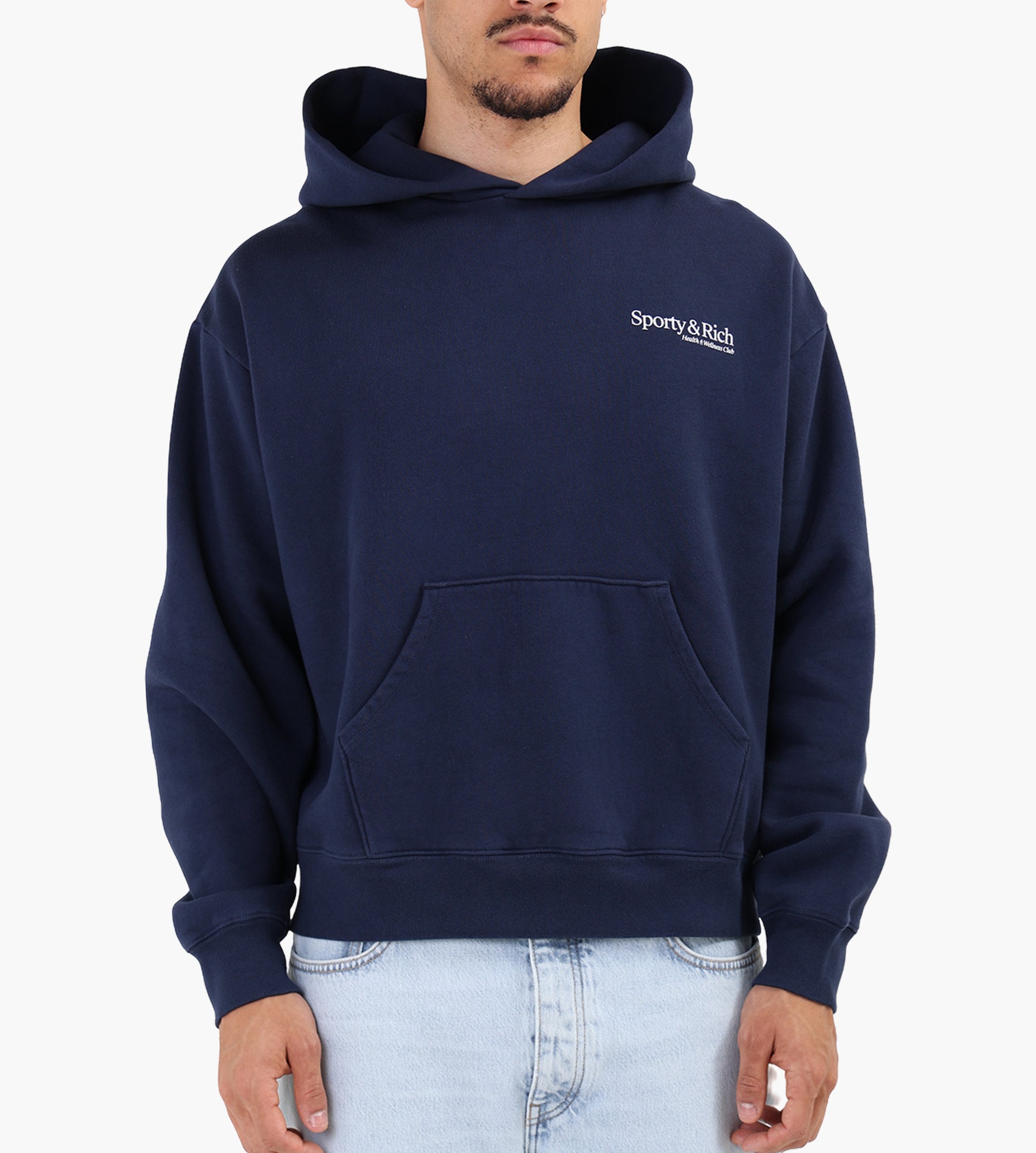 Sporty & Rich Modern Hoodie Dark Navy White