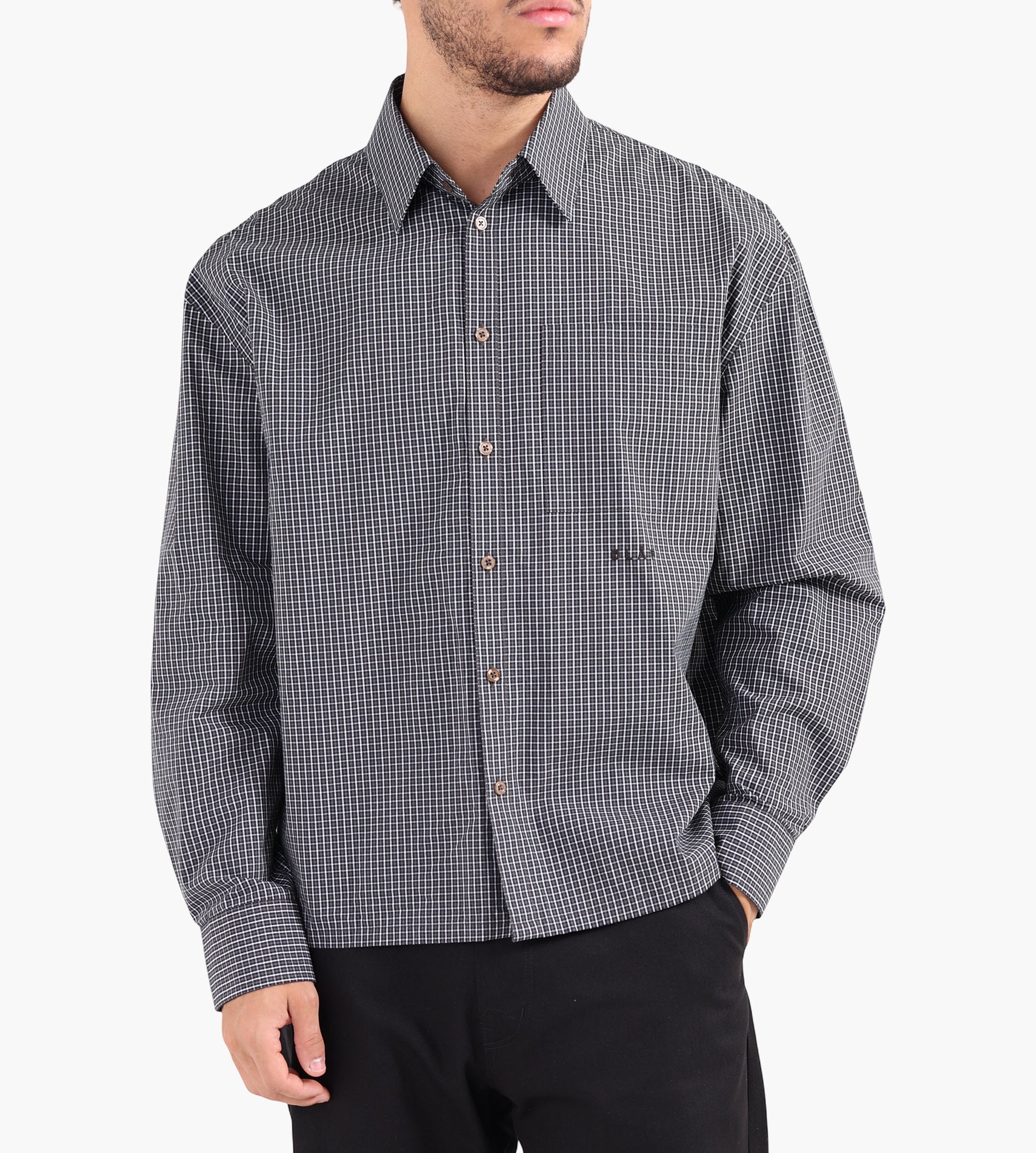 OLAF Checked Boxy Shirt Hot Fudge