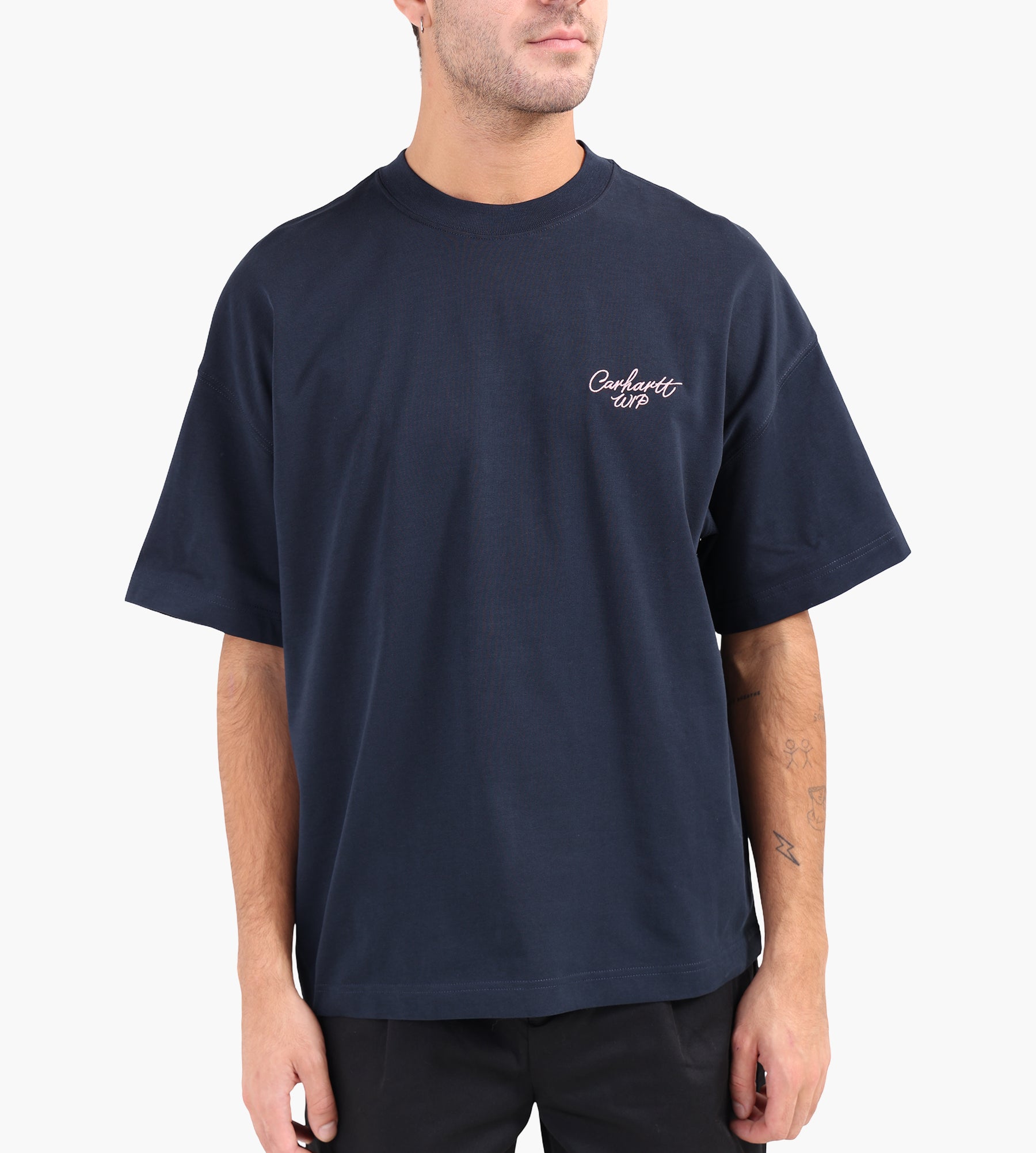 Carhartt WIP Signature Script T-shirt Deep Night Glassy Pink