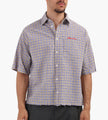 about:blank Raw Hem Check Shirt Cotton Gold