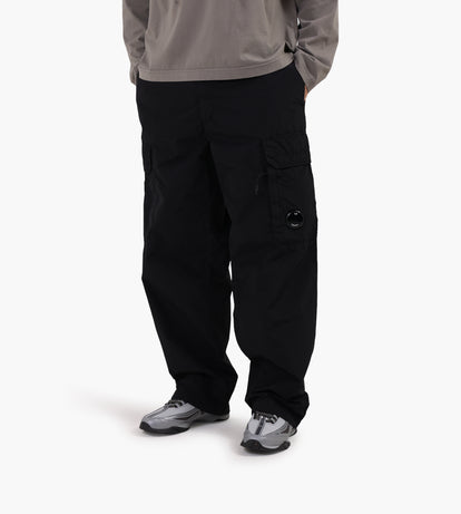 C.P. Company Flatt Nylon Loose Cargo Lens Pants Black