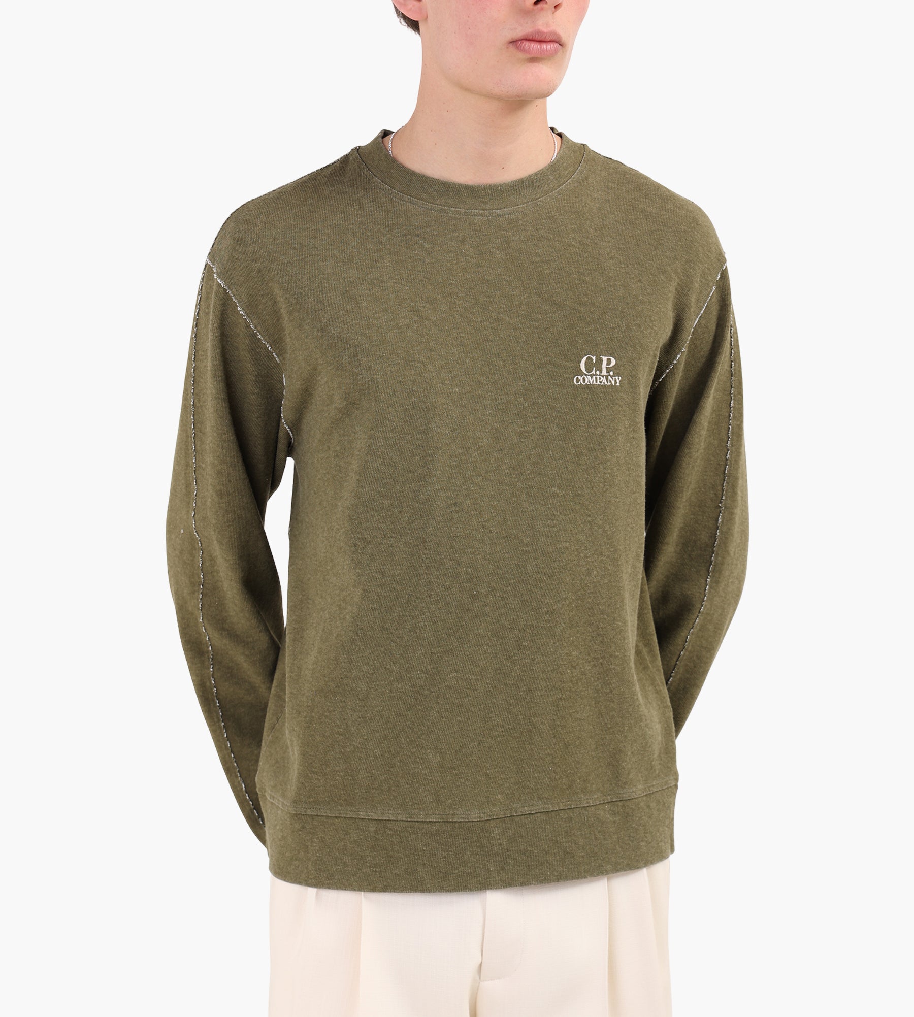C.P. Company Heavy Jersey Plated Crewneck Dried Herb