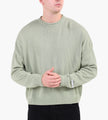 about:blank Loose Knit Rolled Crewneck Cotton Sage