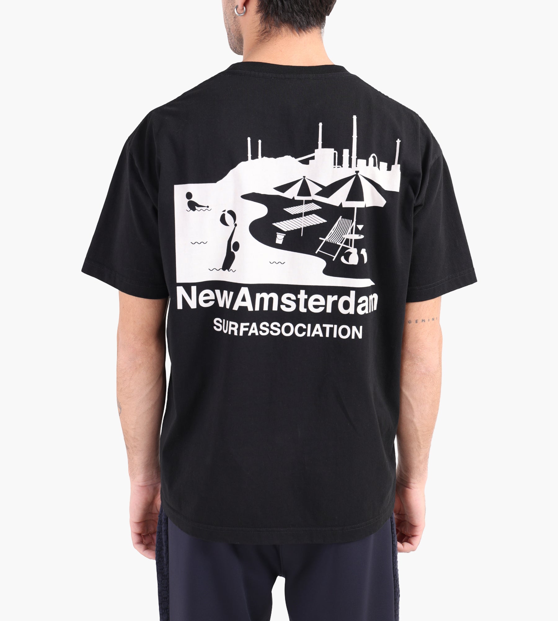 New Amsterdam Surf Association Beach Sign Tee Black
