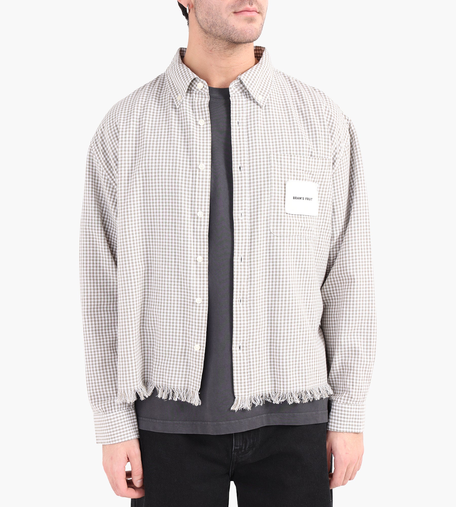 Bram's Fruit Distressed Farmer's Long Sleeve Shirt Olive Green