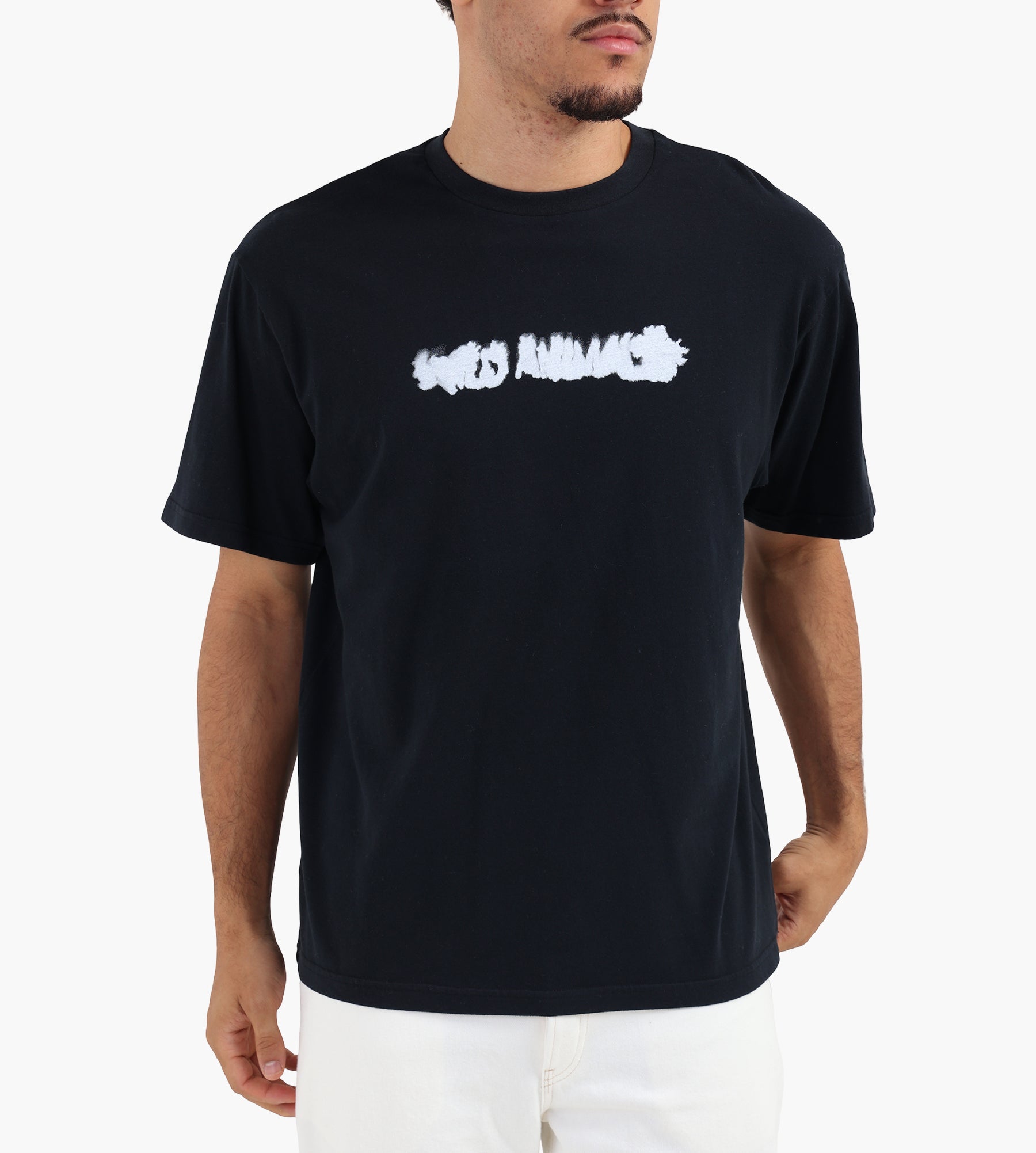 Wild Animals Logo In White T-Shirt Black