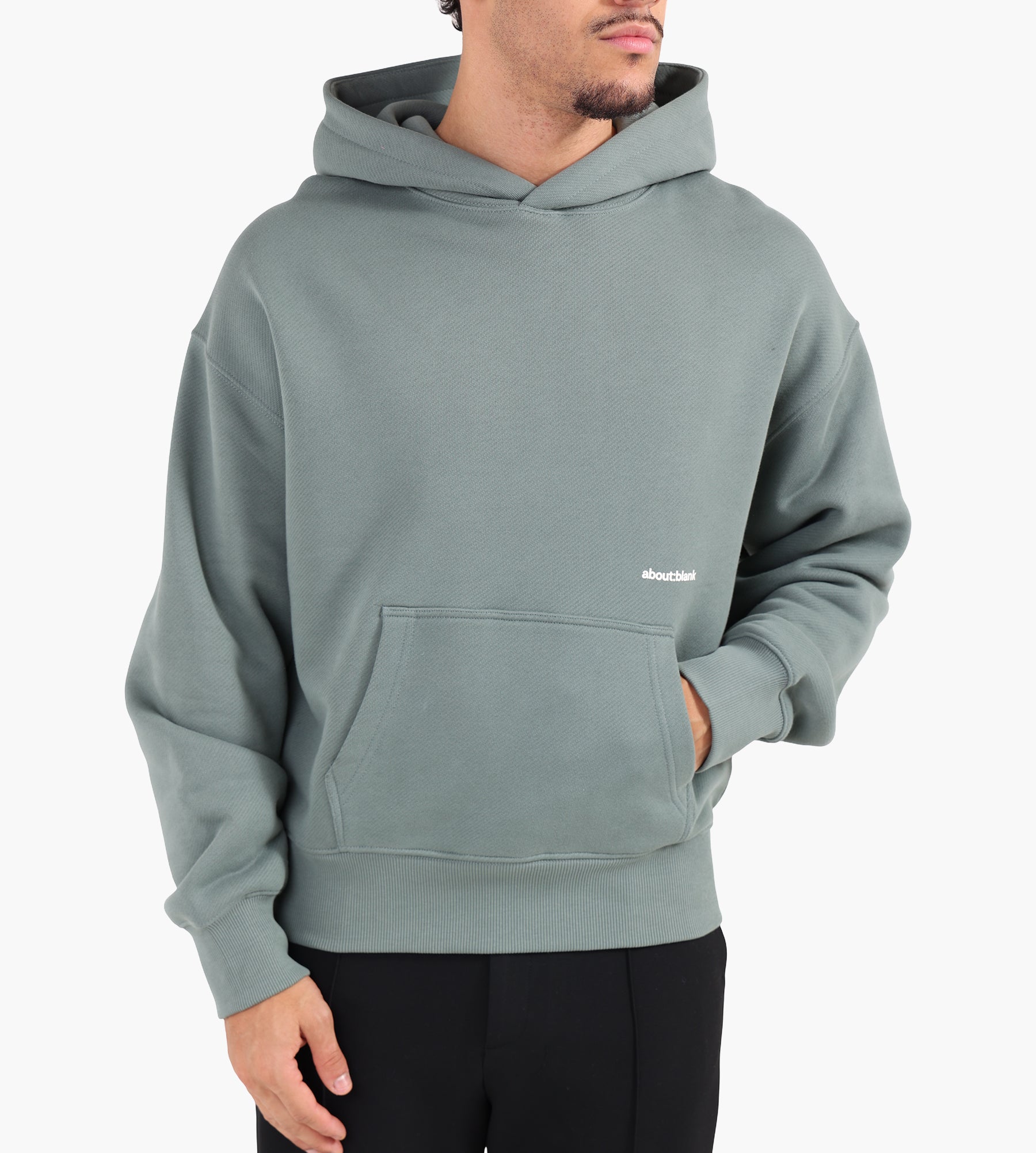 about:blank Box Hoodie Cotton Sage Ecru