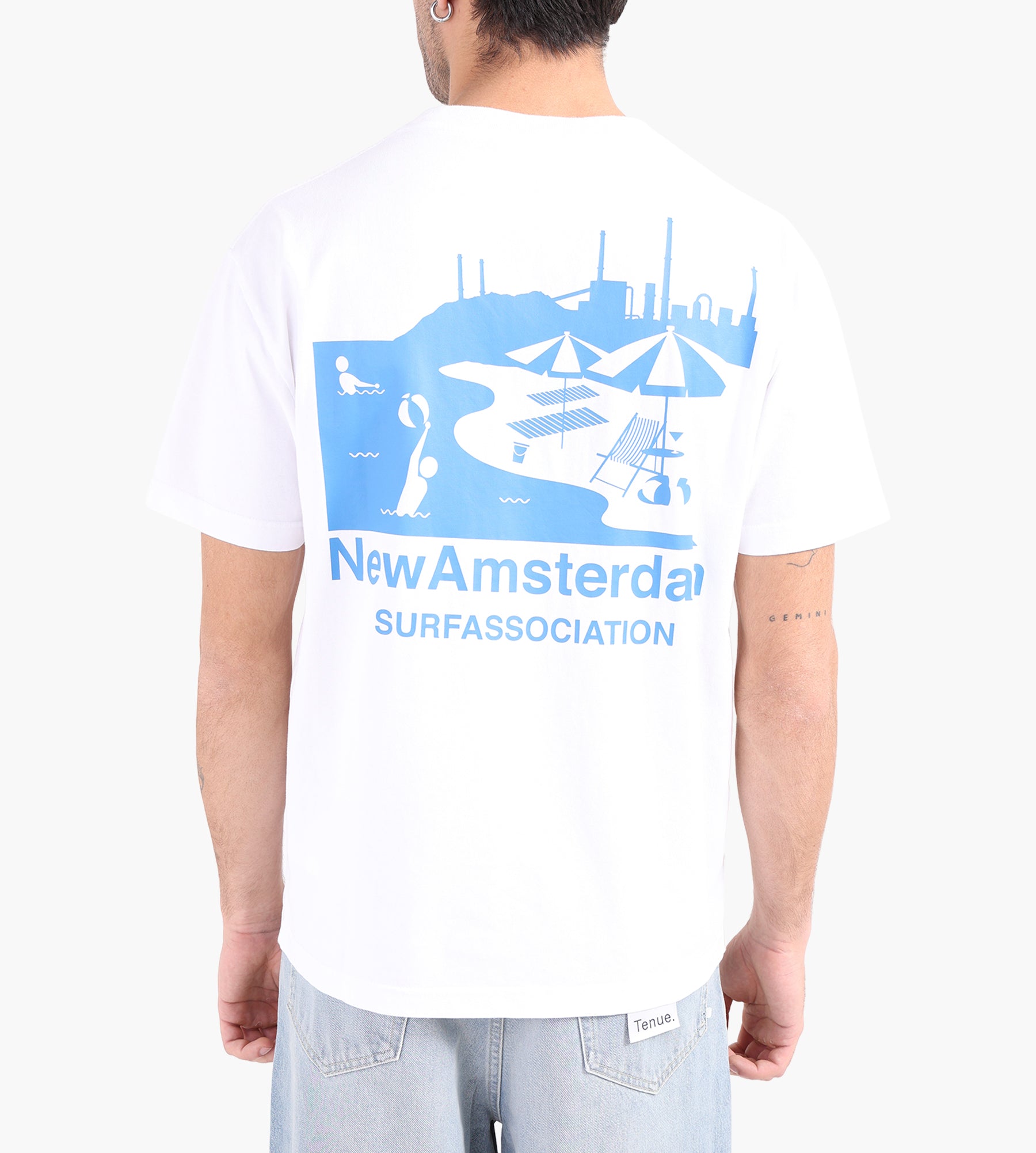 New Amsterdam Surf Association Beach Sign Tee White