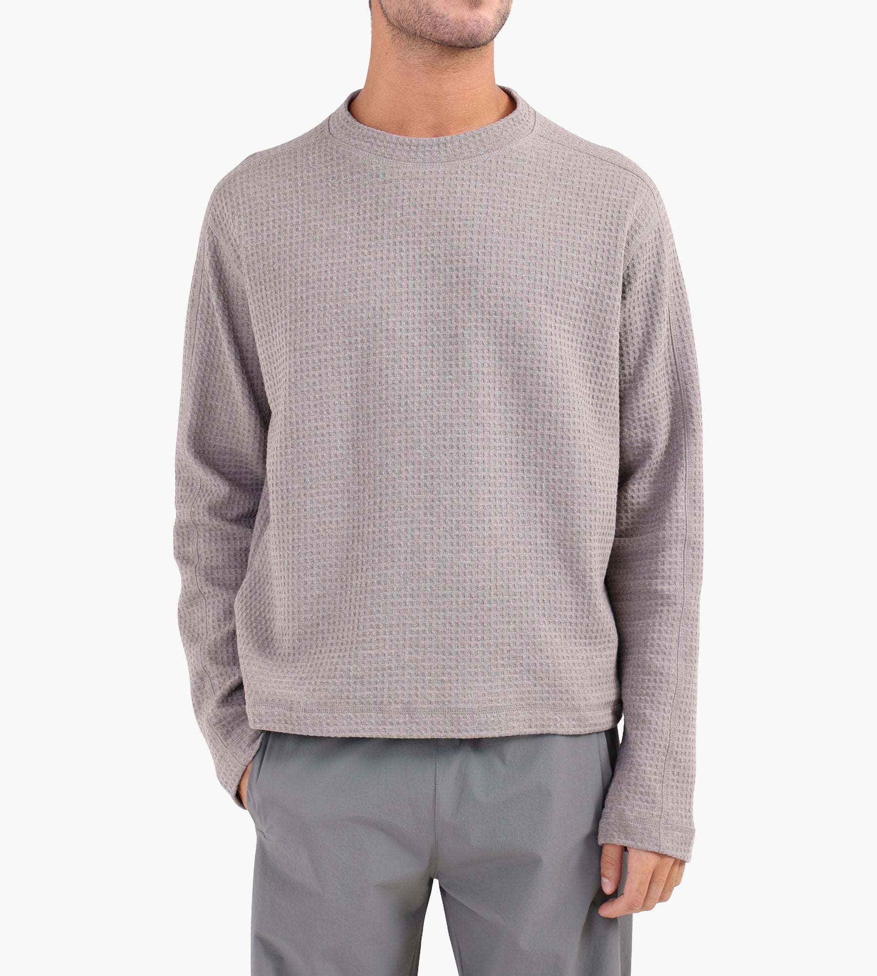 OLAF 10YR Texture Crewneck Sweat Greige - OLAF - Clothing