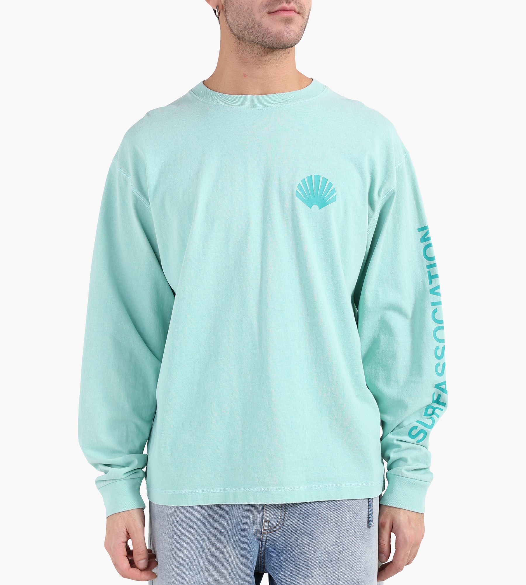 New Amsterdam Surf Association Logo Longsleeve Ocean Wave Sea Green