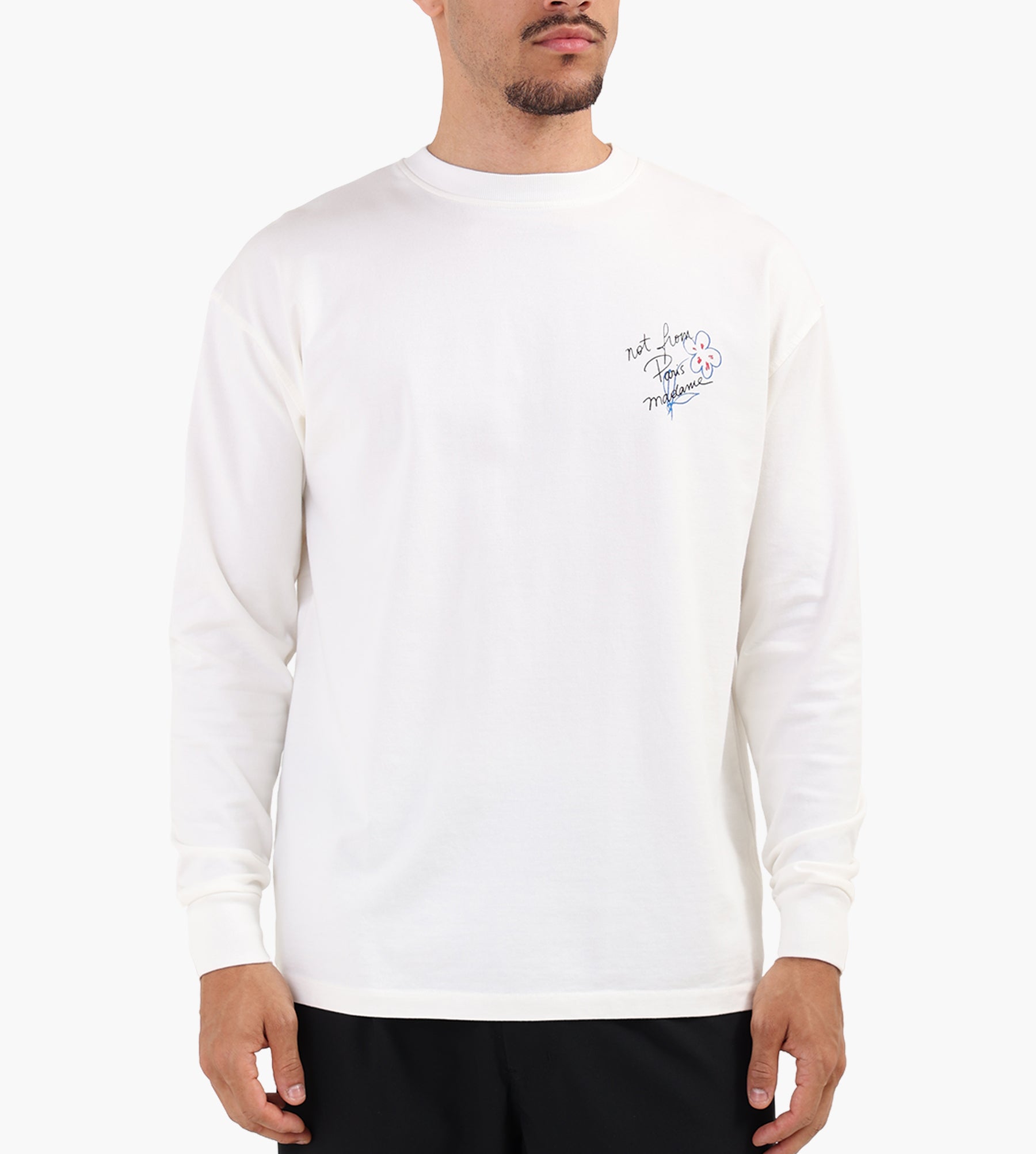 Drôle de Monsieur Esquisse Slogan Long Sleeve Off White