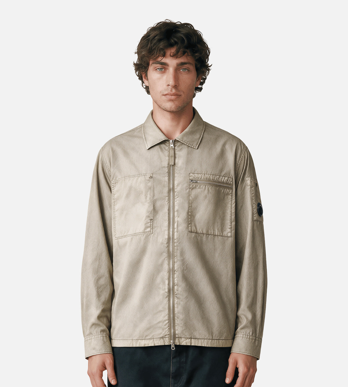 C.P. Company Cotton Plain Face Resined Zipped Lens Overshirt Fallen Rock