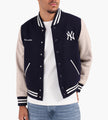 Sporty & Rich NY Yankees Champions Wool Varsity Jacket Dark Navy Cream
