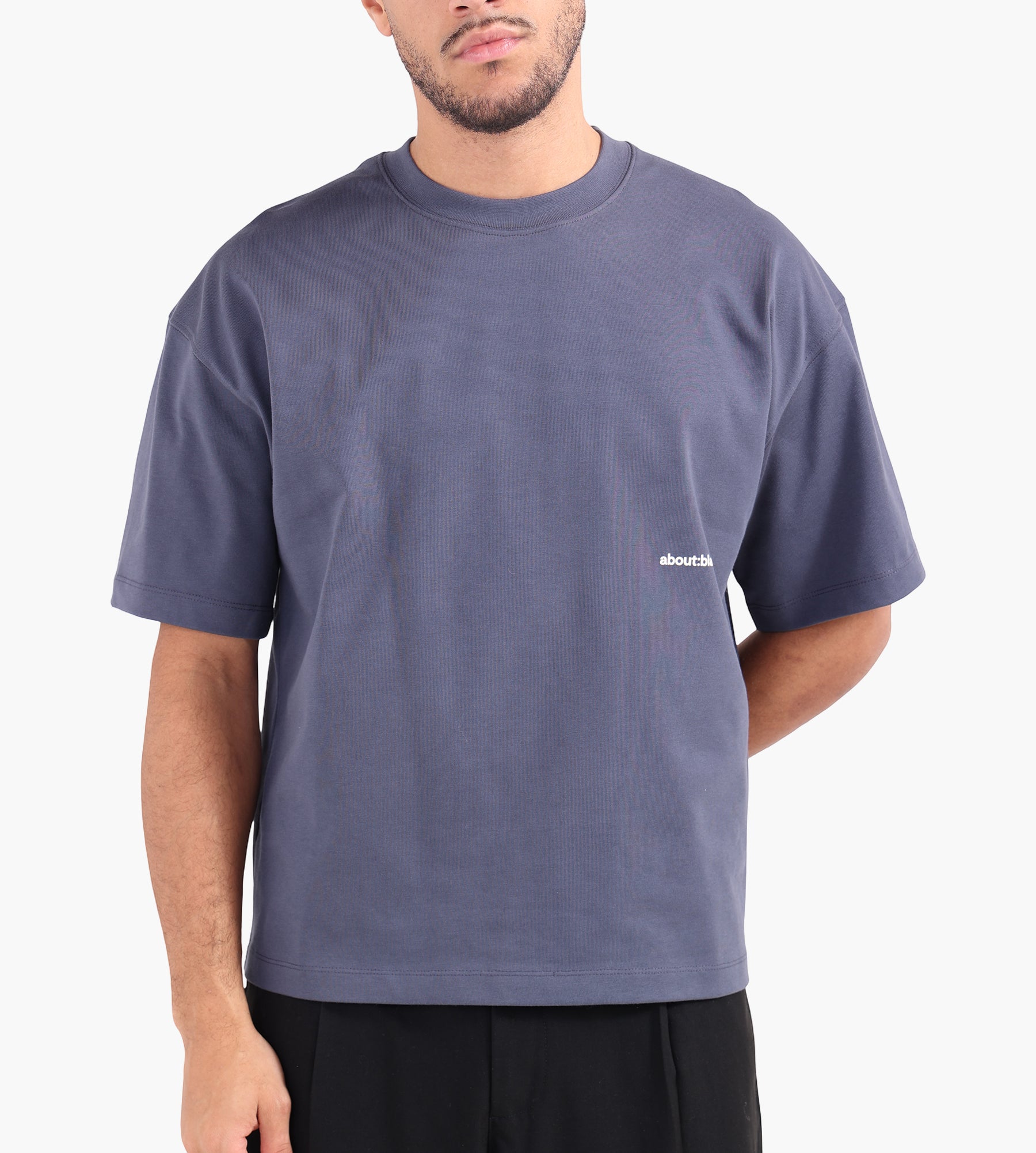 about:blank Box T-Shirt Cotton Smoke Blue Ecru