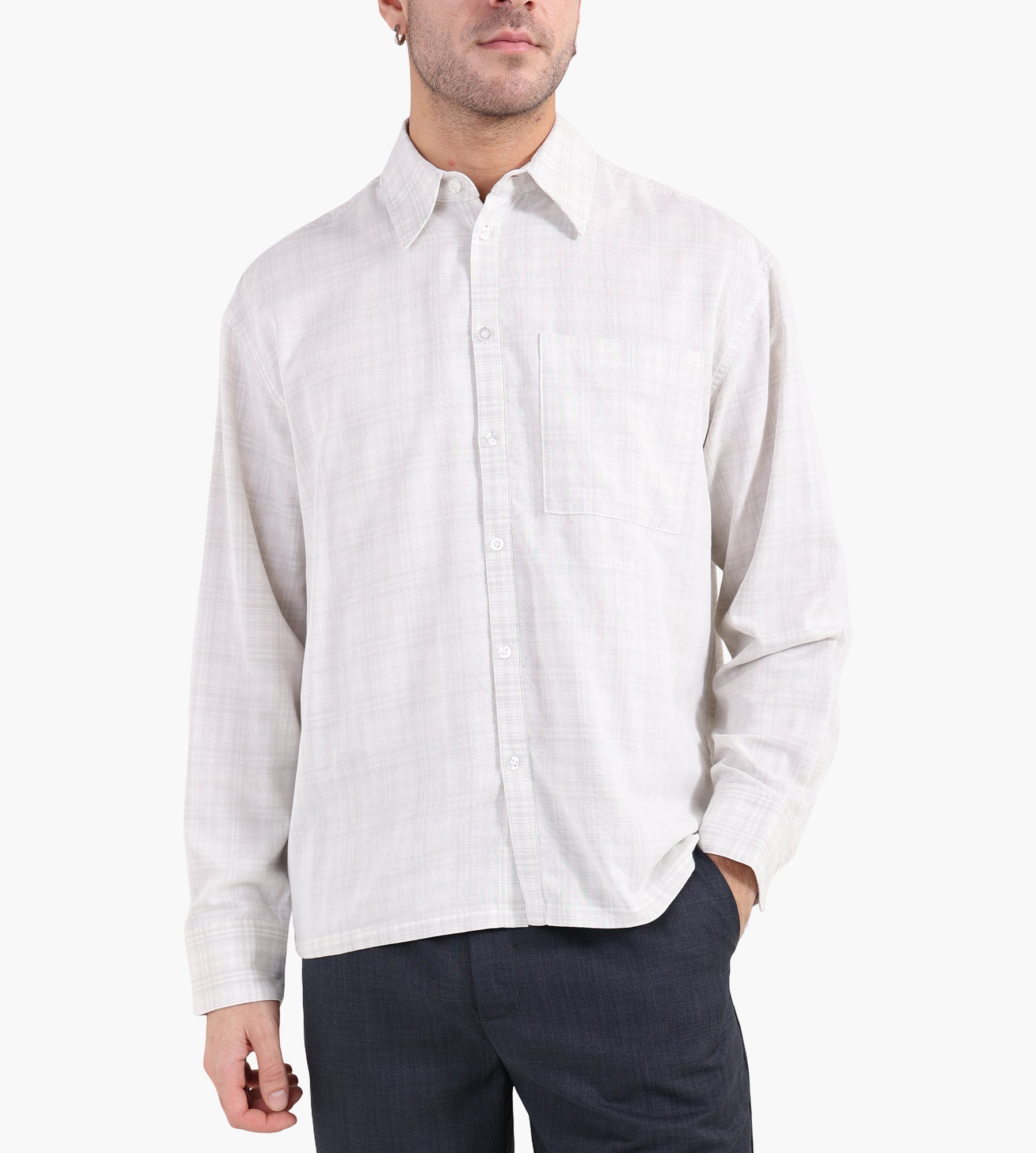 OLAF Double Faced Checked Boxy Shirt Off White