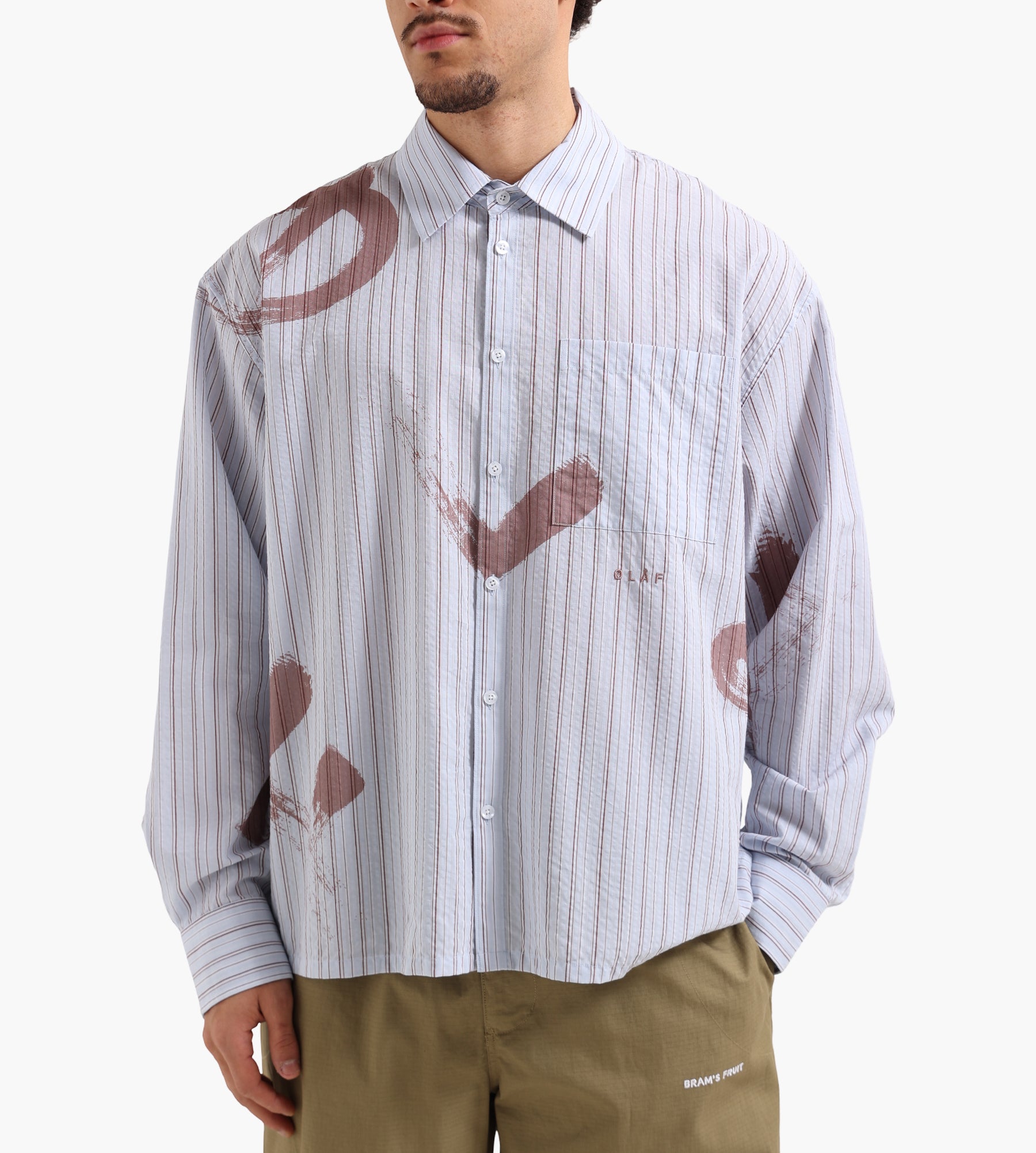 OLAF Brushstroke Logo Stripe Long Sleeve Shirt Twilight Mauve Open Air