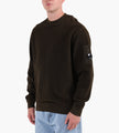 C.P. Company Crew Neck In Brushed Emerized Diagonal Fleece Ivy Green