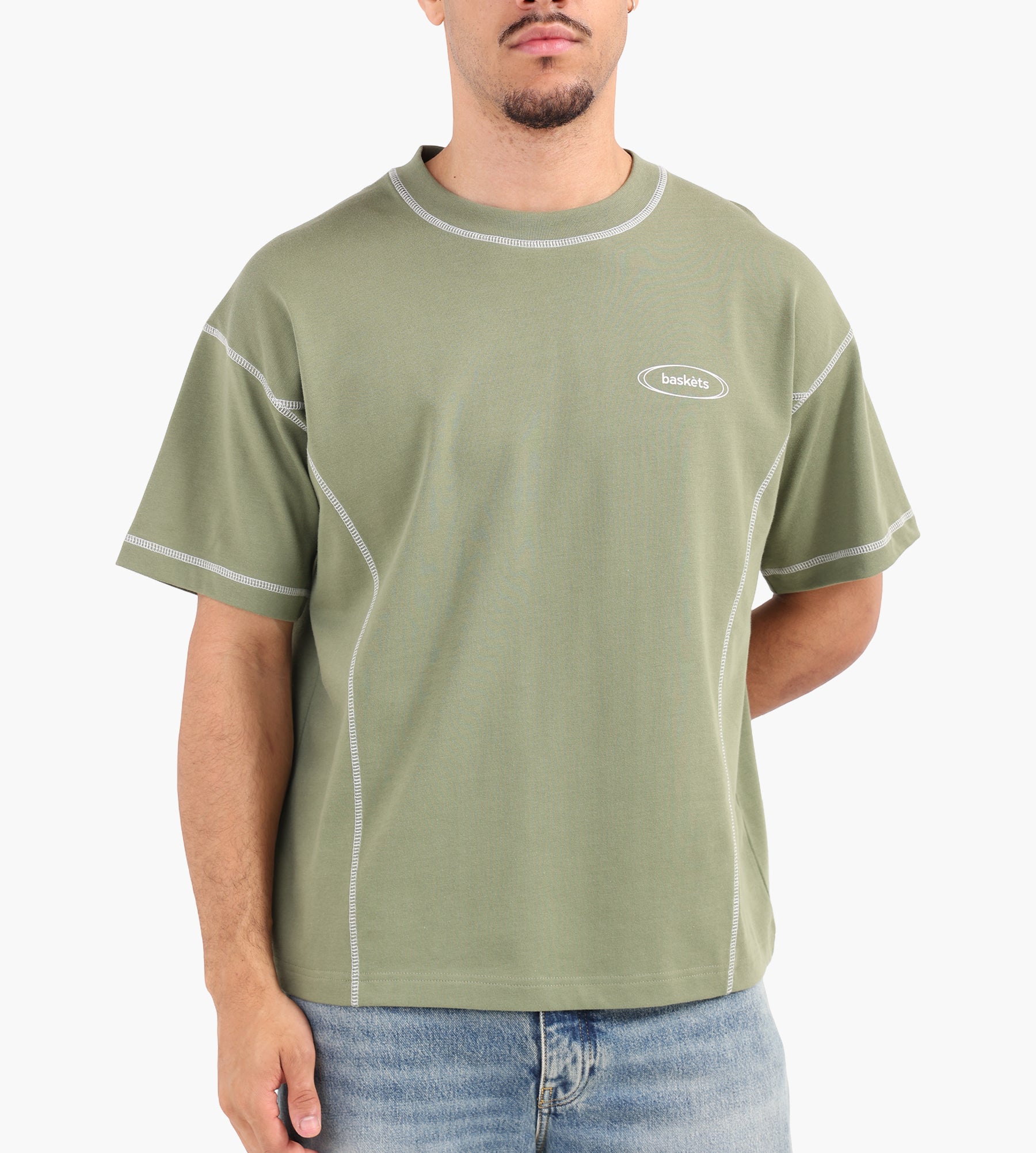 Baskèts Modern Contrast Tee Aged Olive