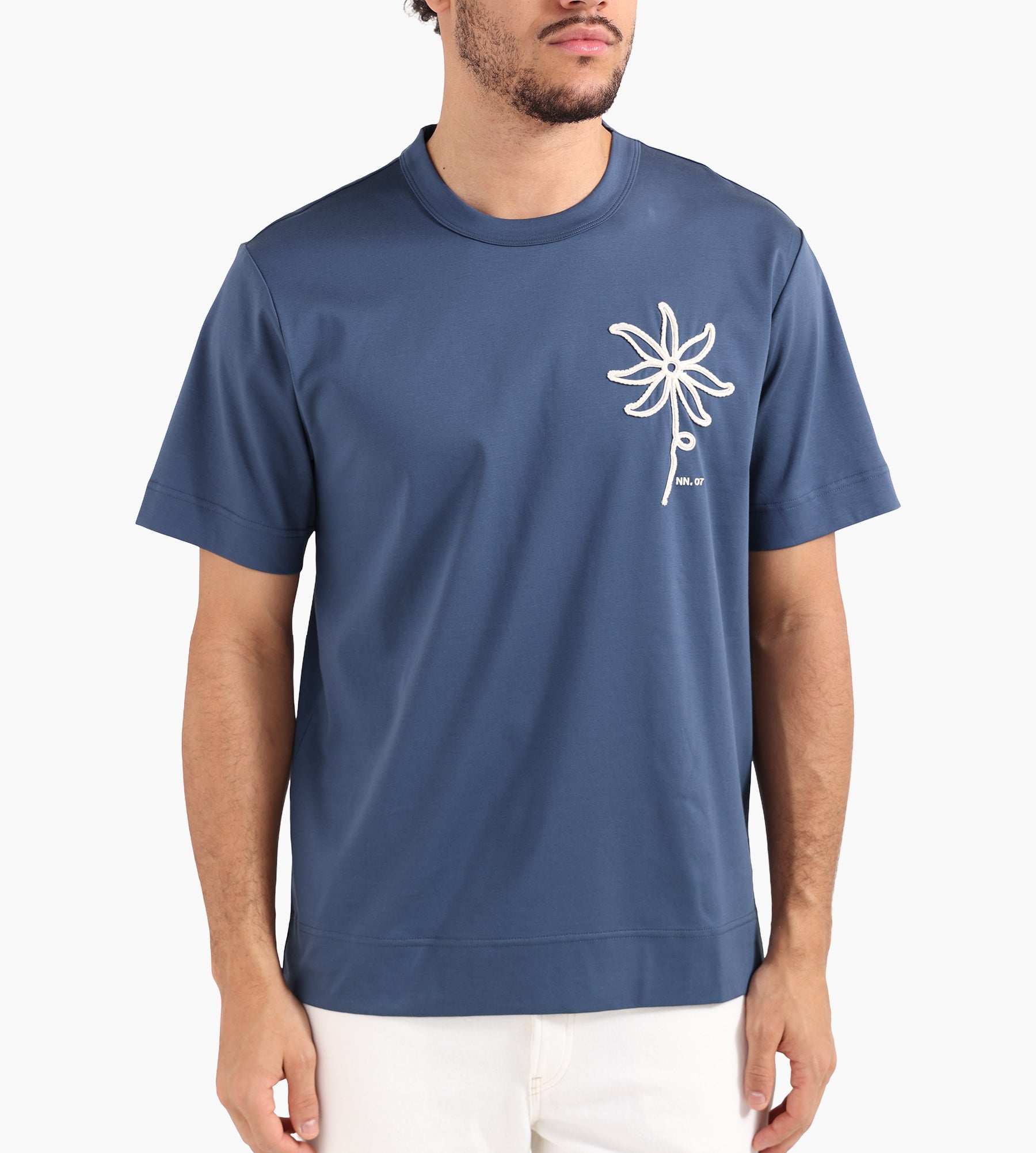NN.07 Pedro EMB Tee 3525 Denim Blue