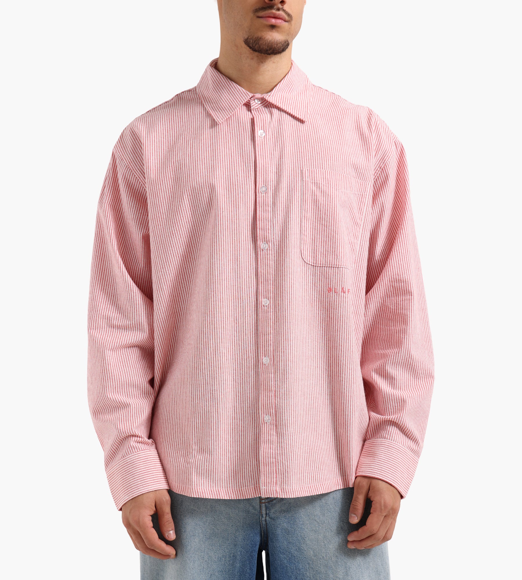OLAF Oversized Stripe Oxford Shirt Burnt Coral