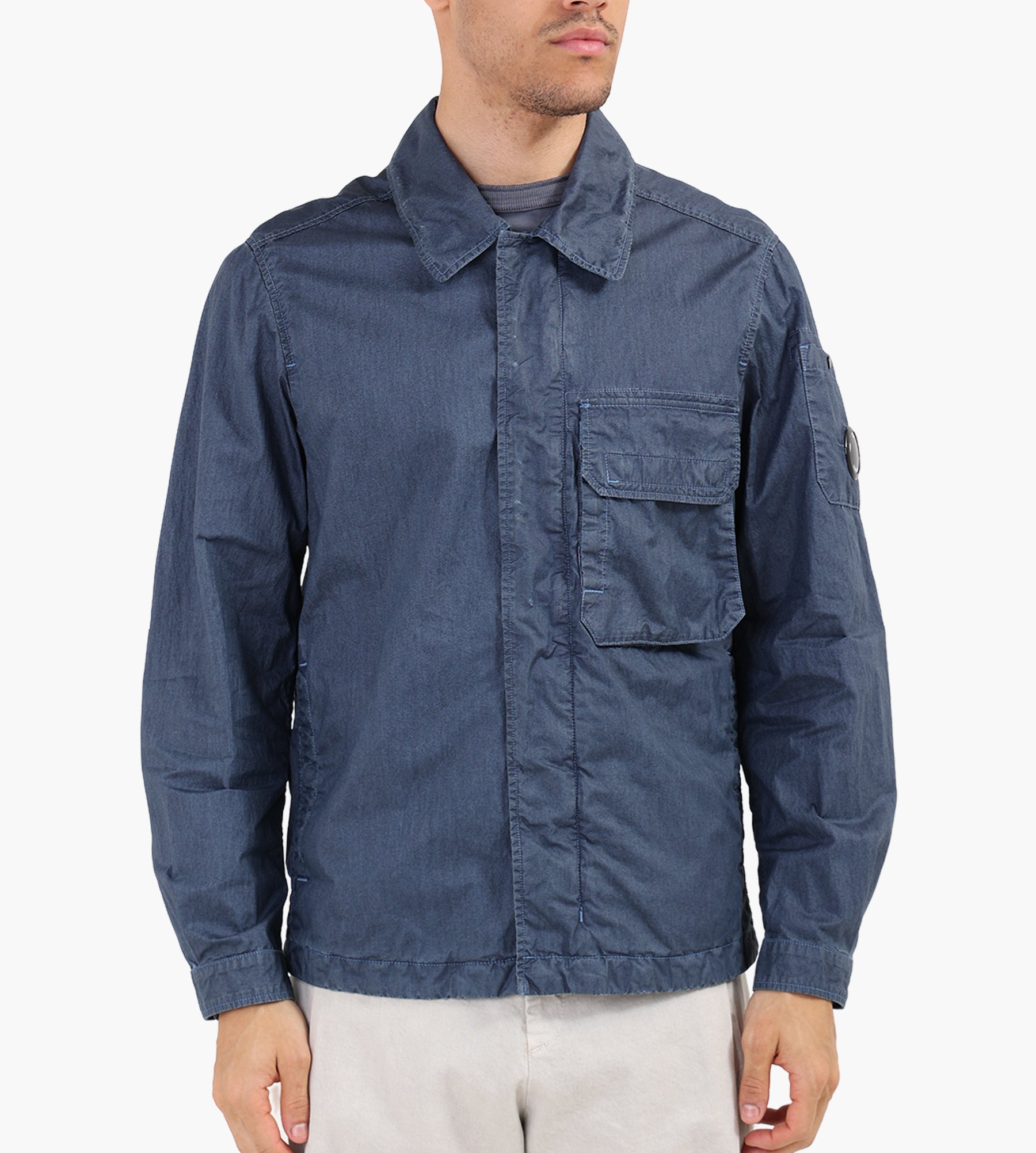 C.P. Company 50 Fili Wax Zipped Lens Overshirt Midnight Navy