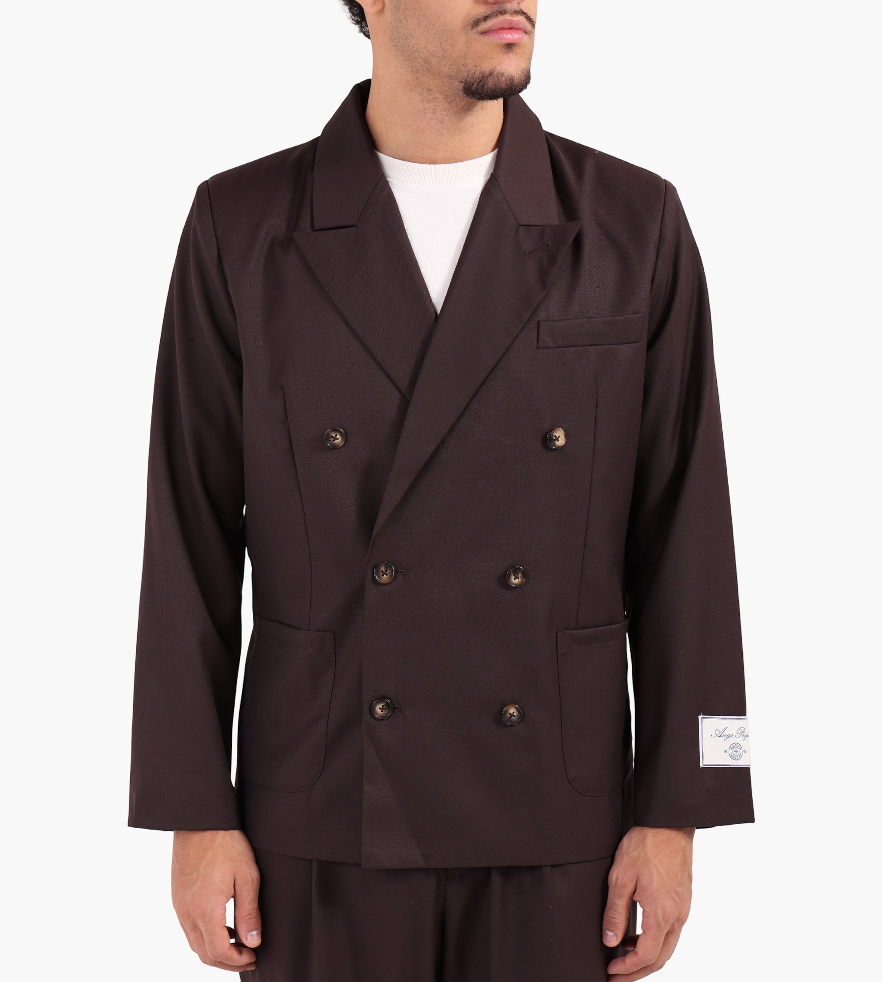 Ange Projects Double Breasted Blazer Brown
