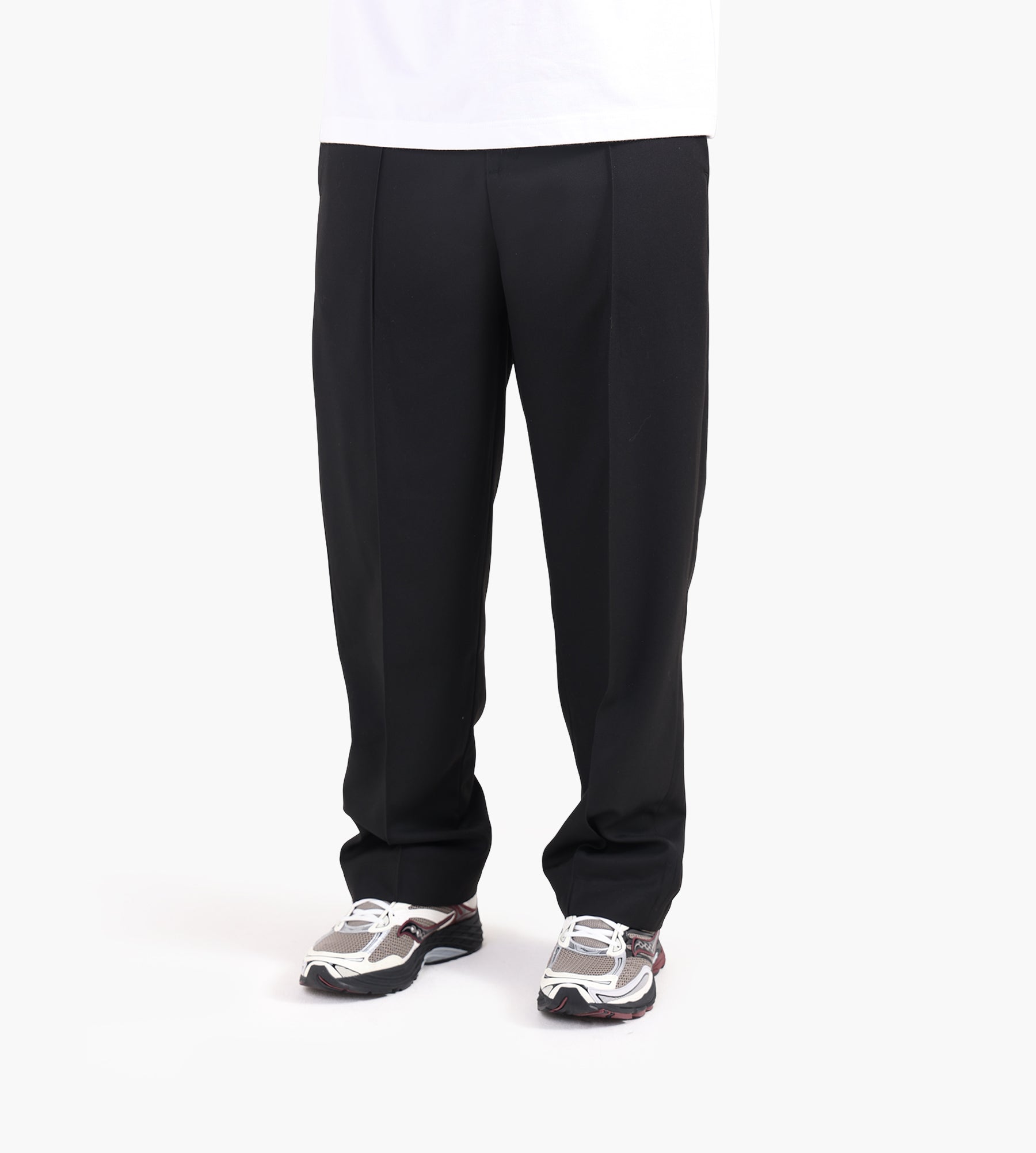 about:blank Everyday Pleated Trouser Polymix Black