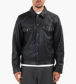 Won Hundred Clayton Leather Shirt Jacket Black