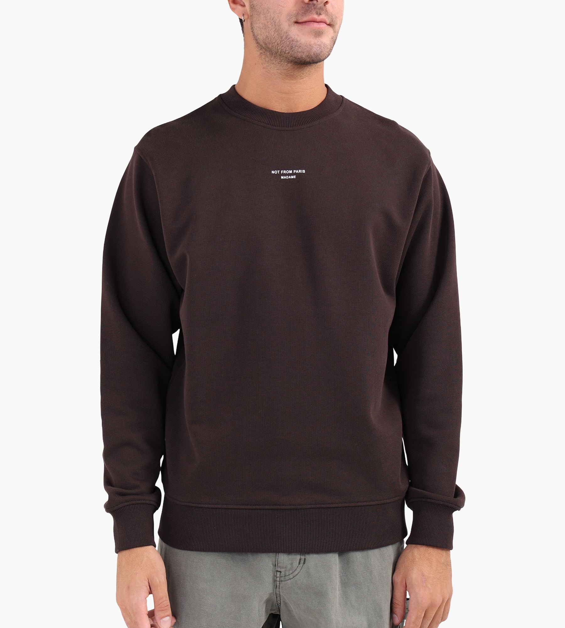 Drôle de Monsieur Le Sweatshirt Slogan Classique Dark Brown