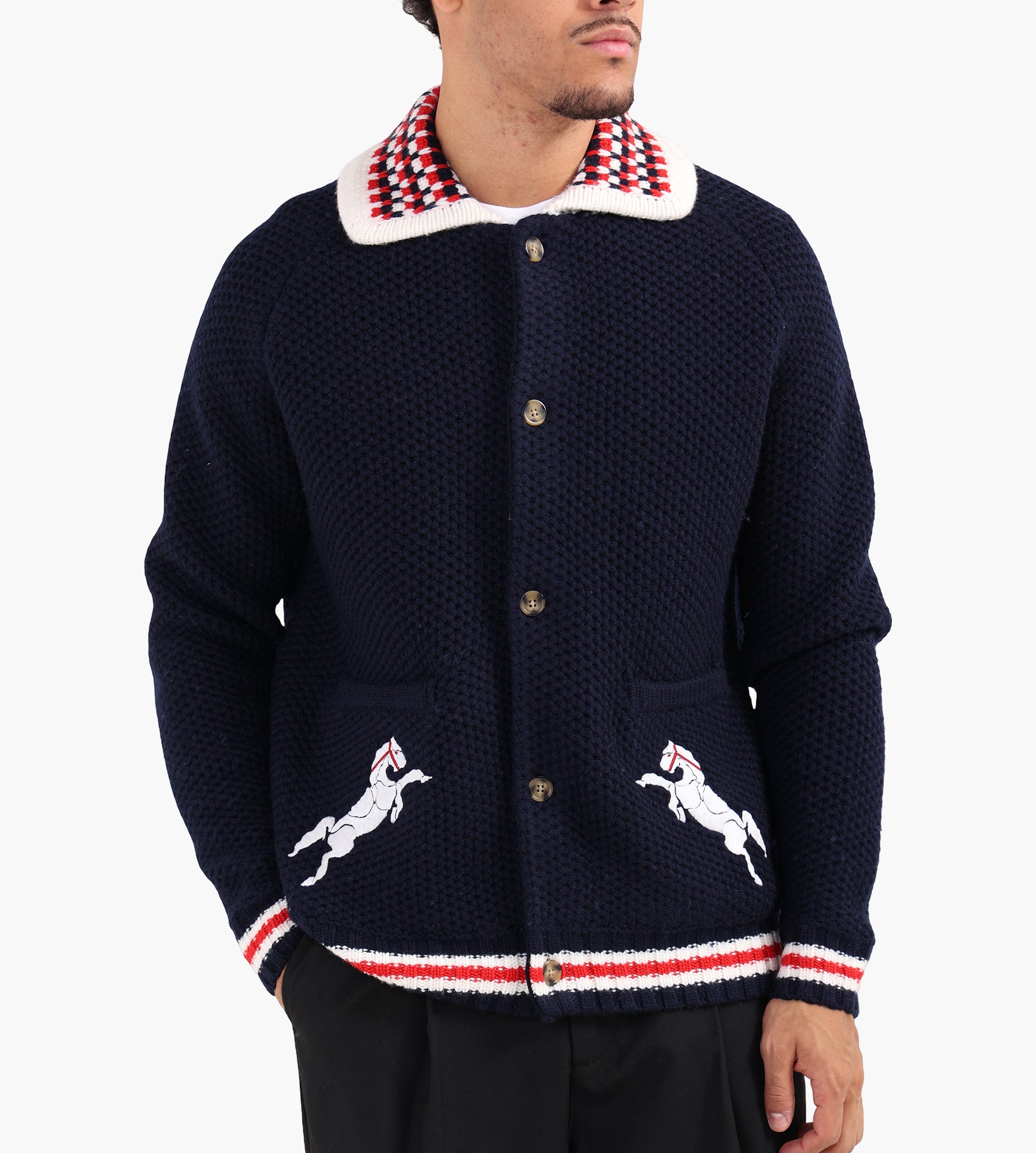 Drôle de Monsieur Le Gilet Emblëme Chevaux Navy