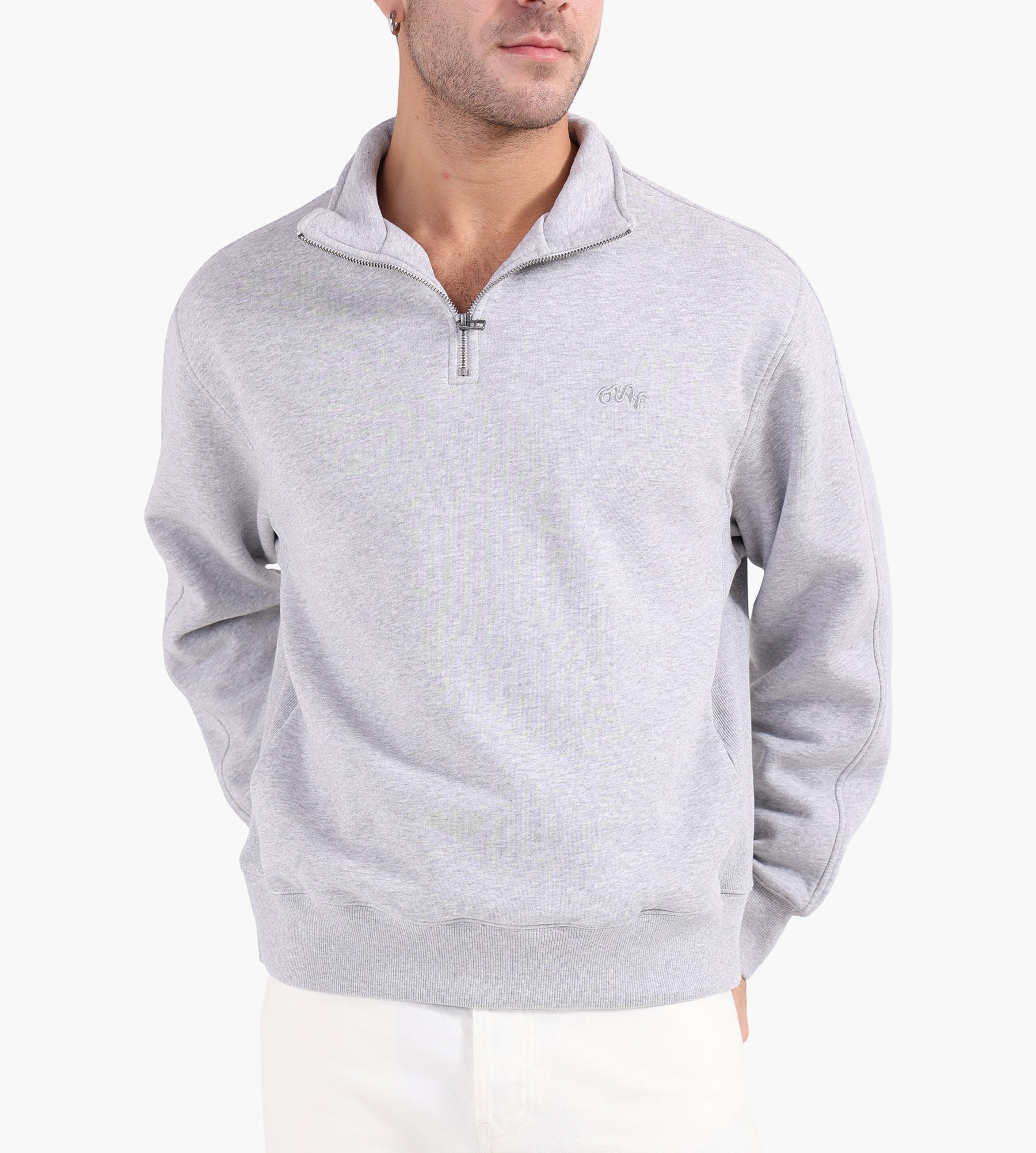 OLAF Signature Zip Mock Heather Grey