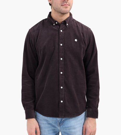 Carhartt WIP Long Sleeve Madison Fine Cord Shirt Shale Wax