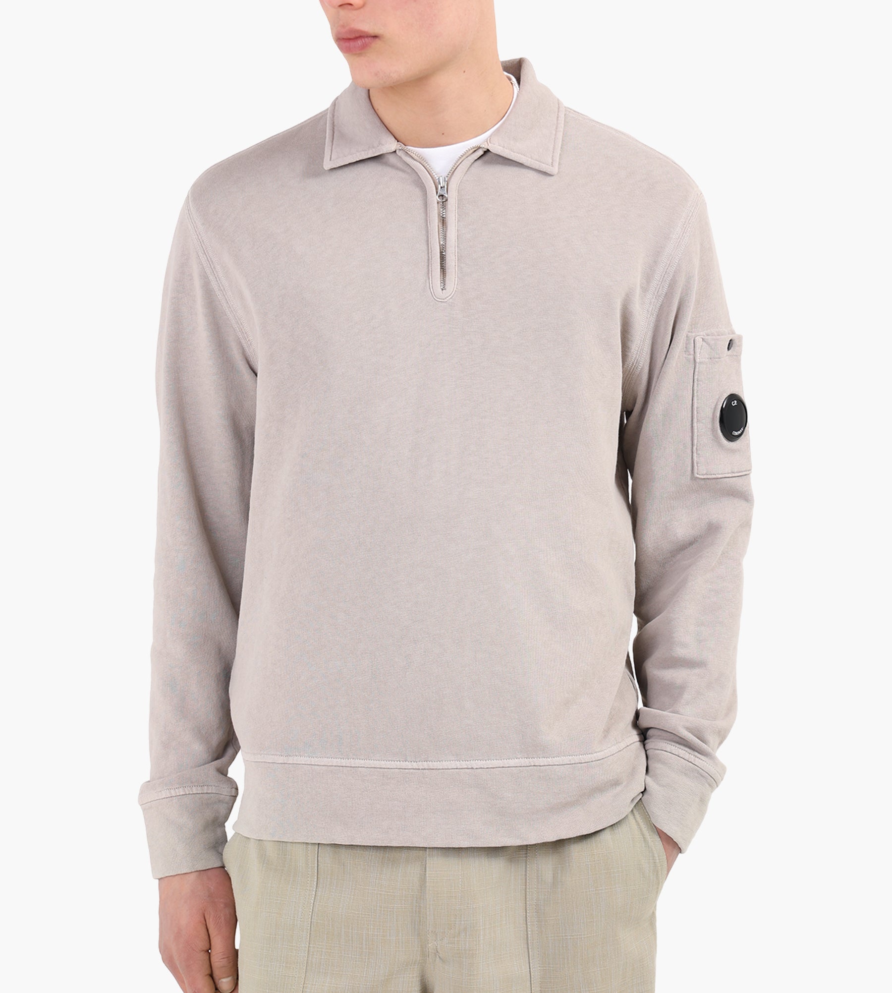 C.P. Company Polo Collar In Malfile' Fleece Dove