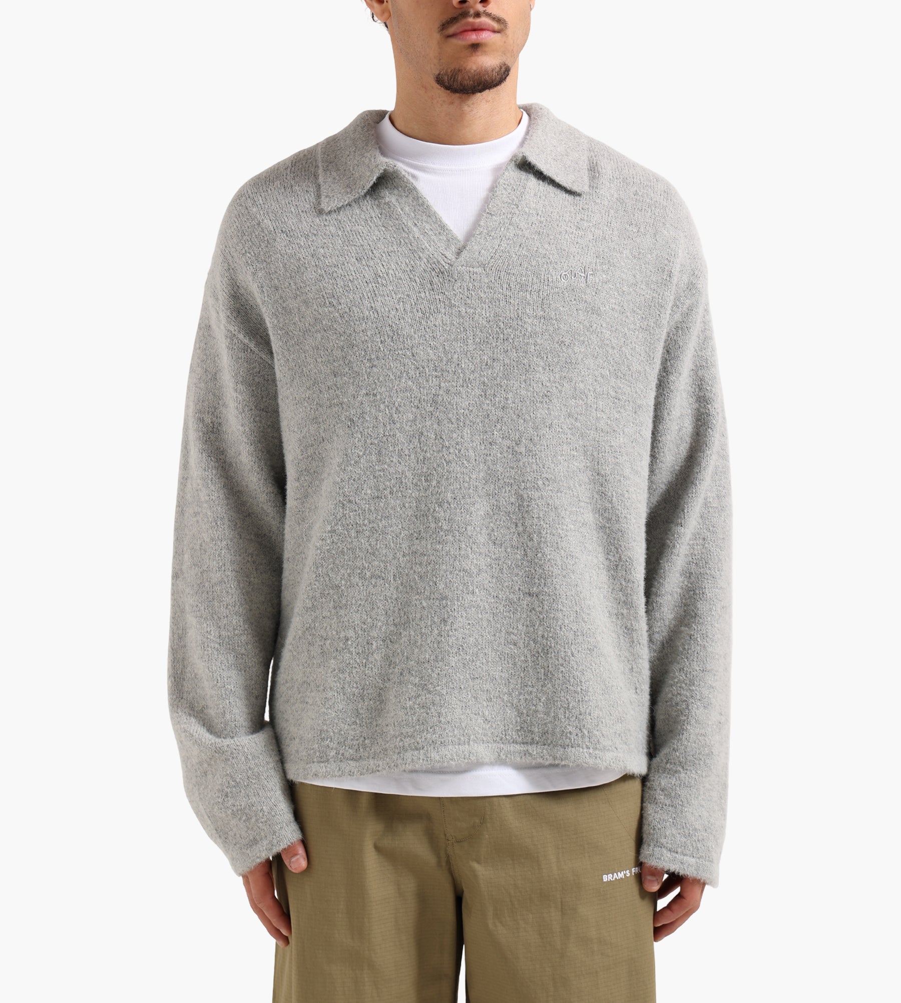 OLAF Signature Knitted Polo Heather Grey
