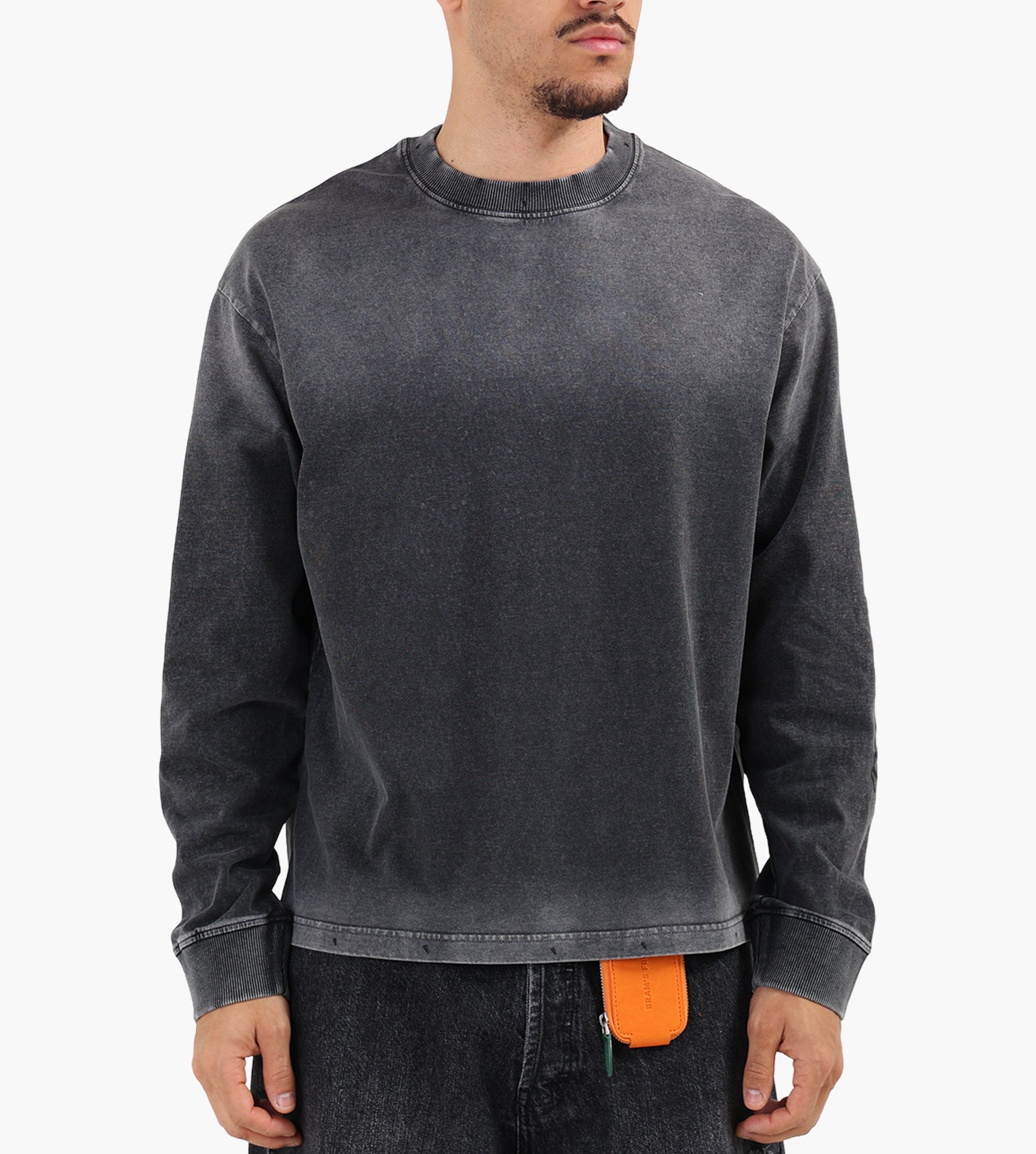 Bram's Fruit Distressed Script Logo Longsleeve Shadow Black