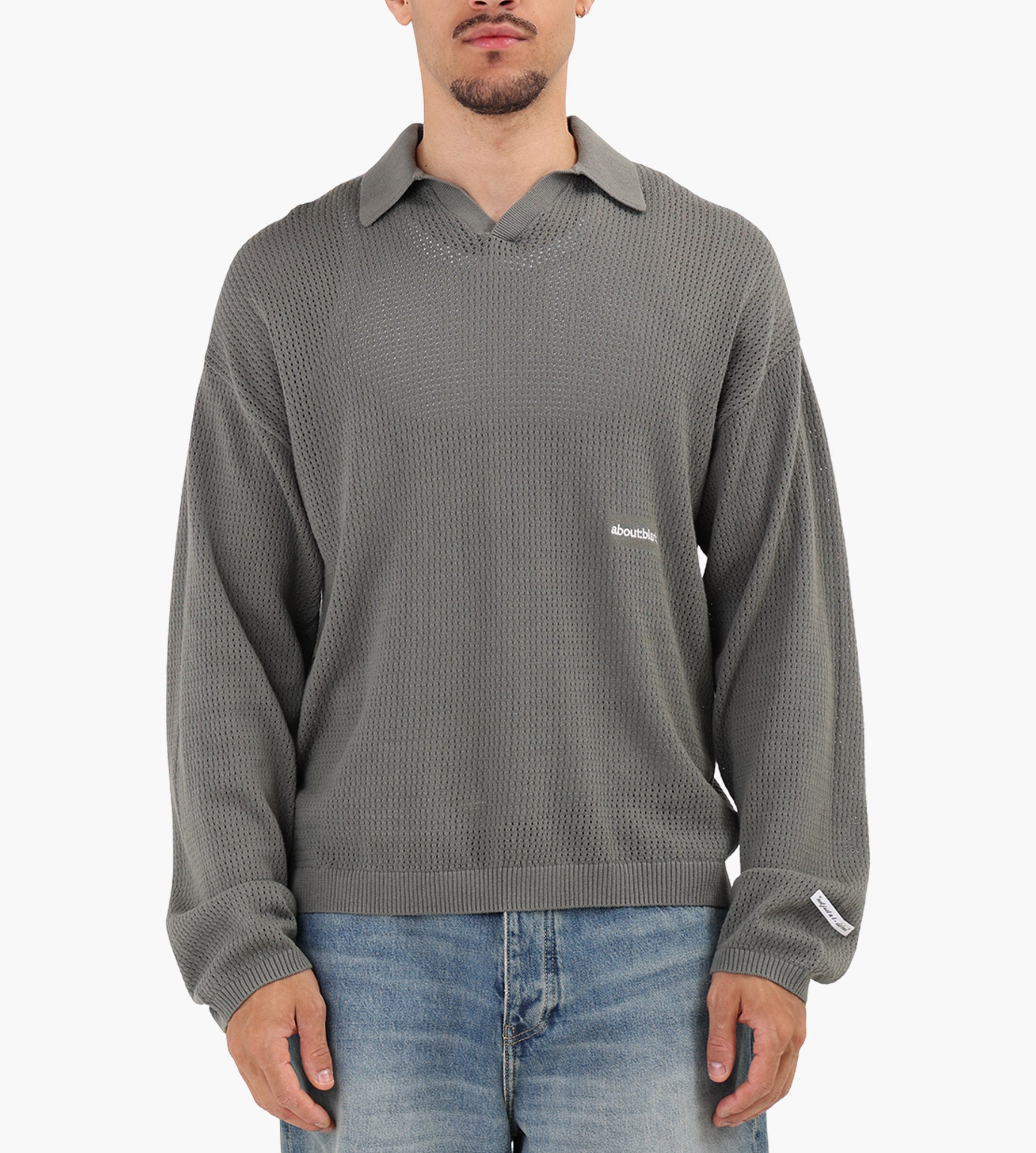 about:blank Resort Long Sleeve Knit Polo Cotton Sage