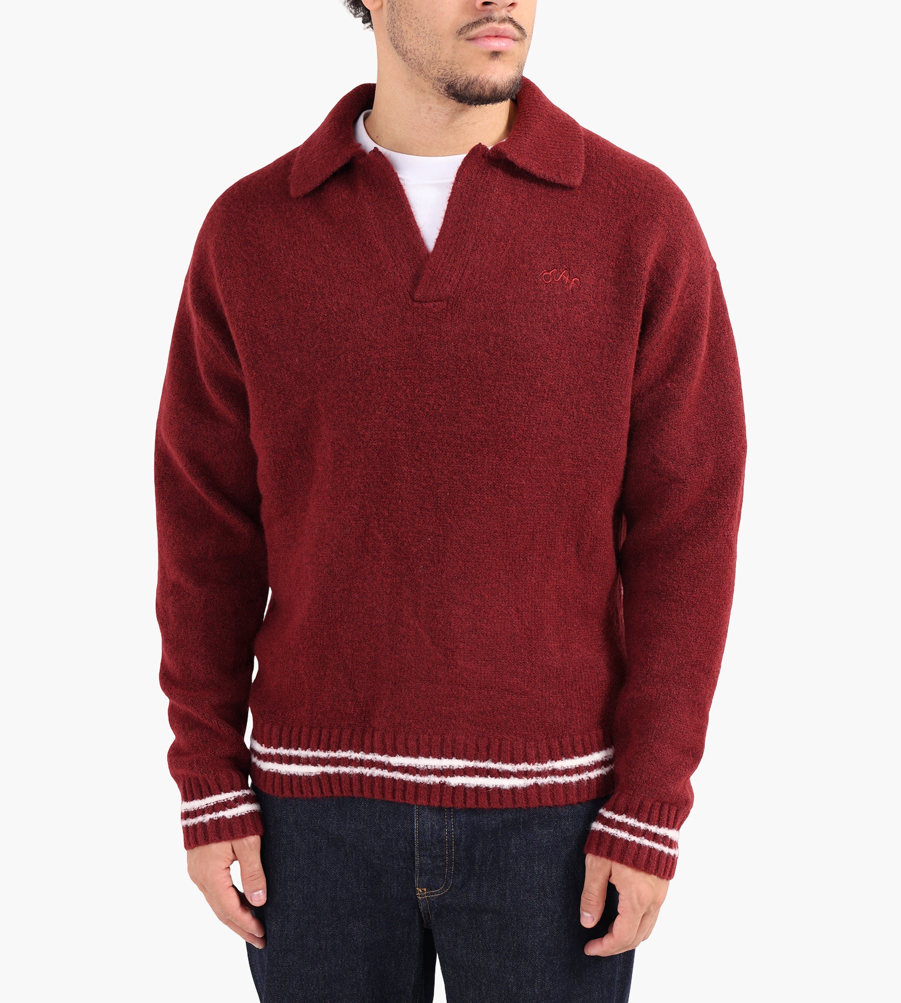 OLAF Crafted Detail Knitted Polo Rum Raisin